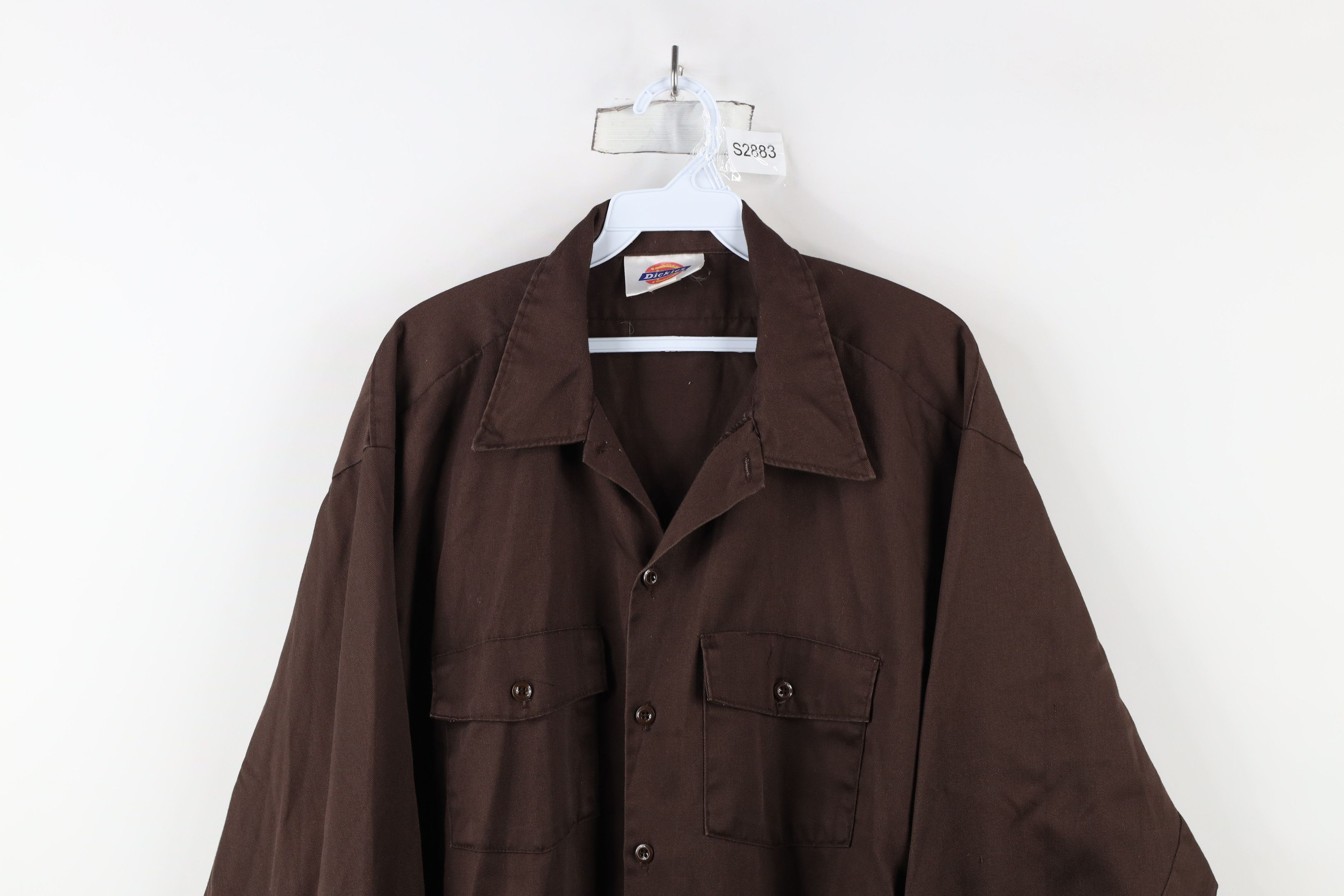 Dickies × Vintage Vintage 90s Dickies Workwear Mechanic Button Shirt Brown USA Size US L / EU 52-54 / 3 - 2 Thumbnail
