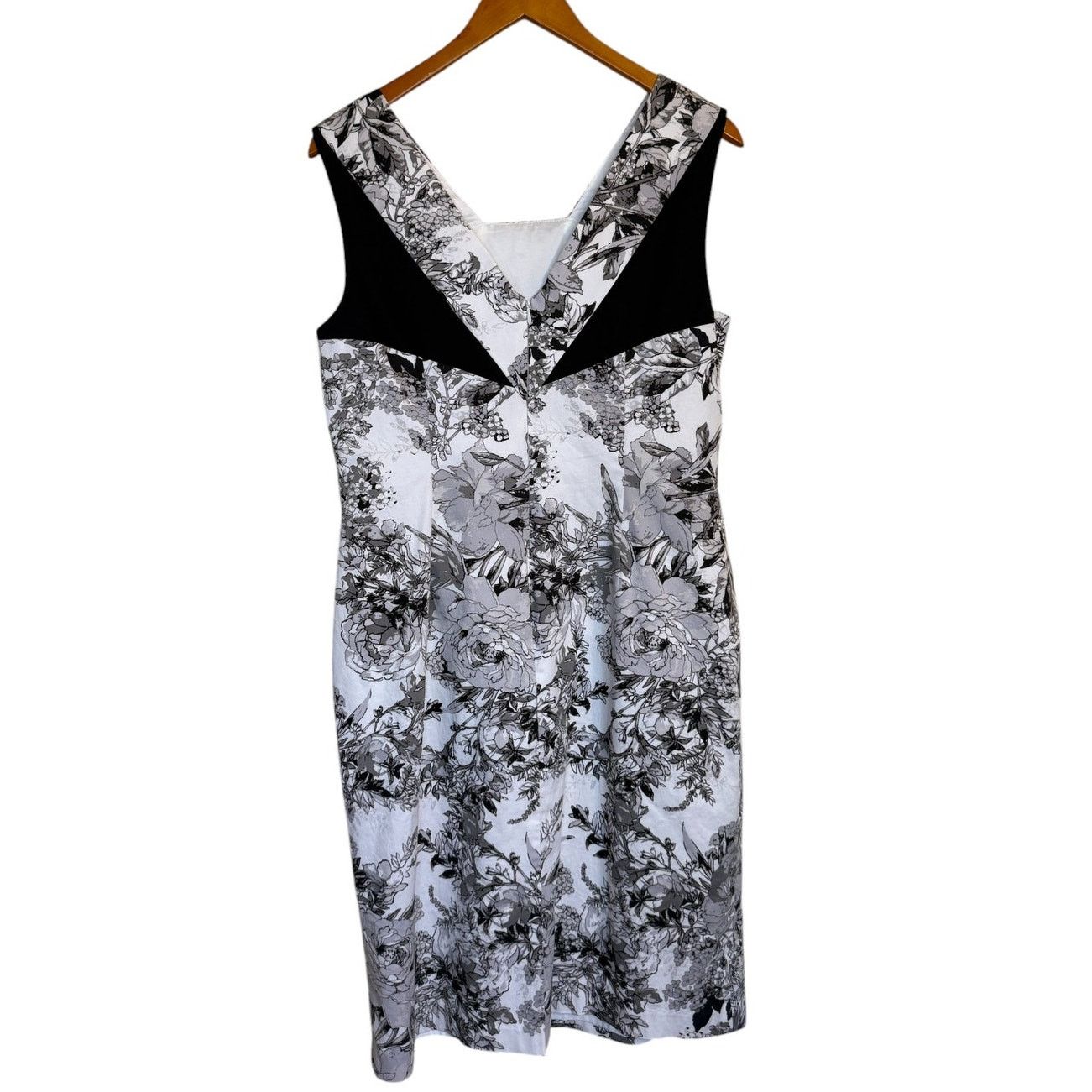 Adrianna Papell Adrianna Papell Dress Women 14 Black Midi Floral Plus Size Size XL / US 12-14 / IT 48-50 - 4 Thumbnail