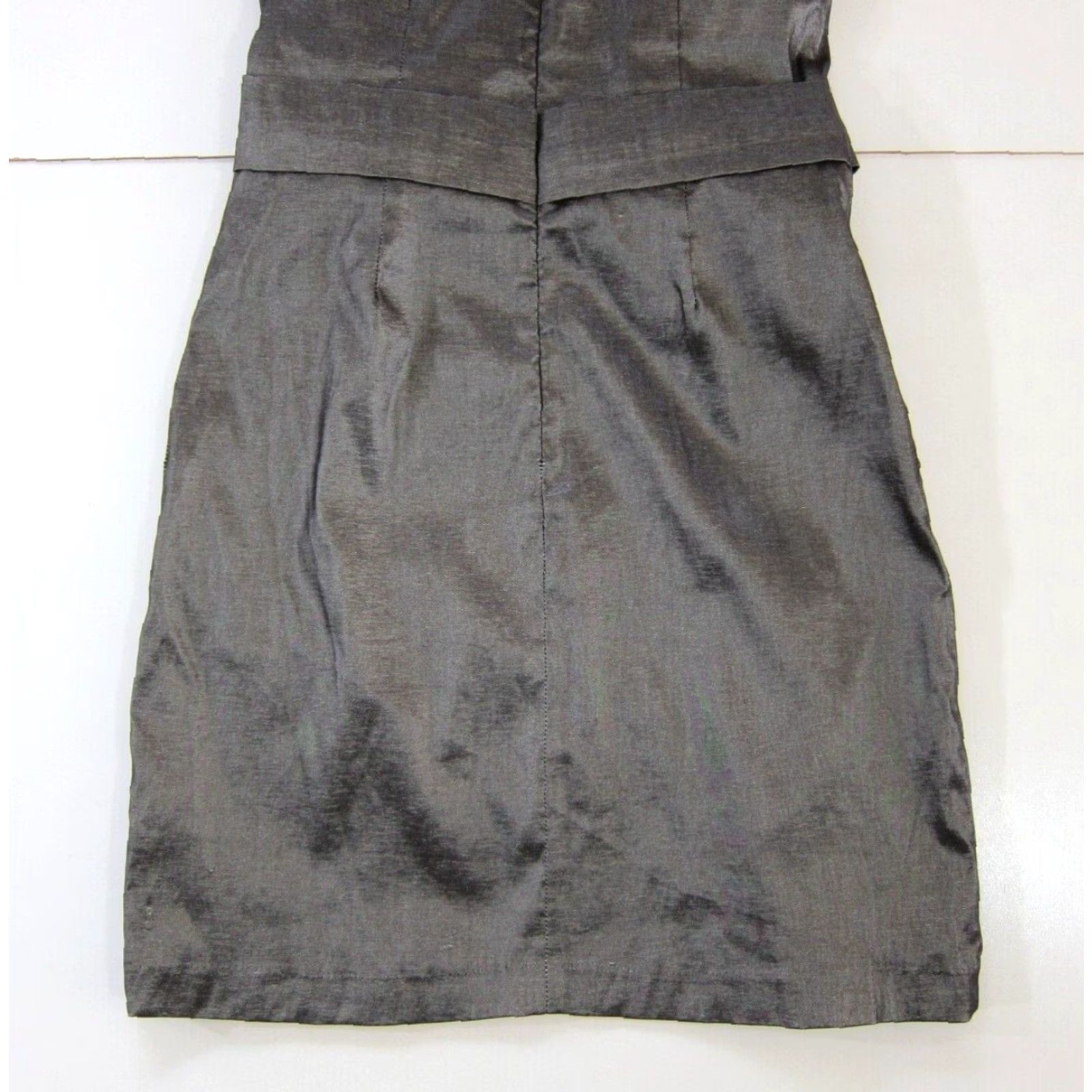 Vintage Twentyone Grey Metallic Silver Stretch Dress Cocktail Prom Midi Medium Size M / US 6-8 / IT 42-44 - 7 Thumbnail