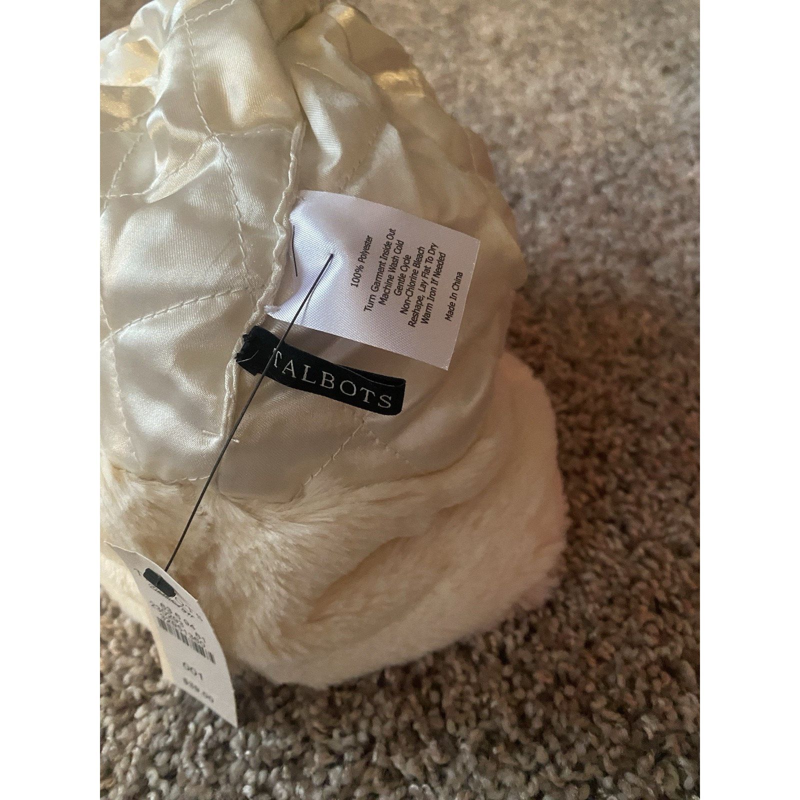Talbots Crushed Faux Fur Ivory Hat Sz1 Talbots Size ONE SIZE - 3 Thumbnail