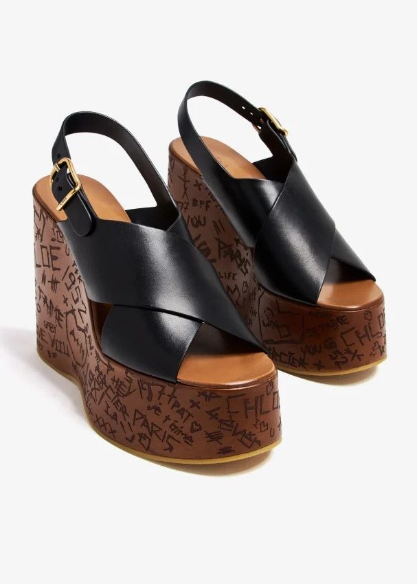 Chloe o1s22i1n0425 Cotton Wedge Shoes in Black Size US 10 / IT 40 - 4 Thumbnail