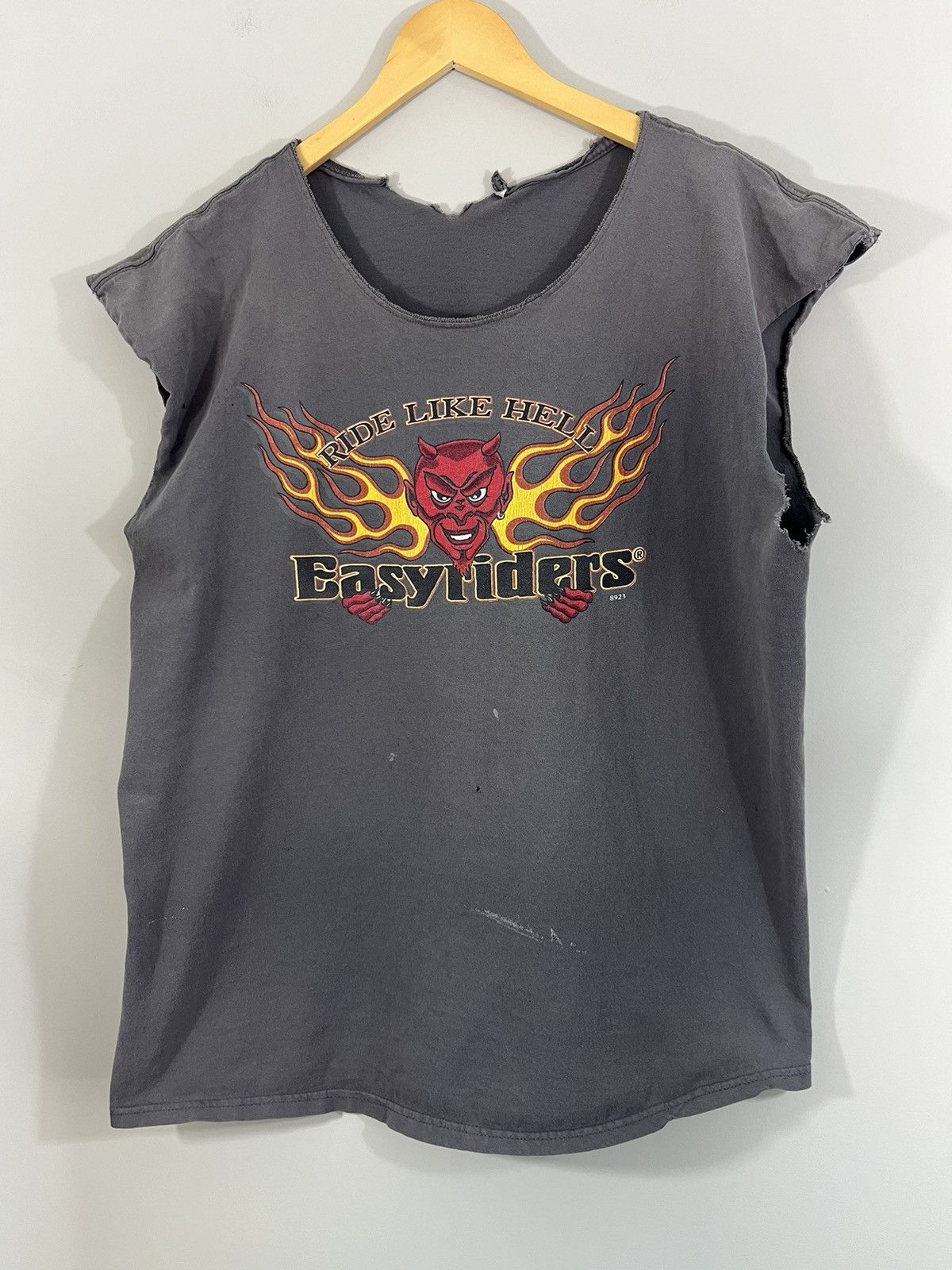 Vintage Ride Like Hell Faded Thrashed Devil Cut Off Size US XXL / EU 58 / 5 - 2 Thumbnail