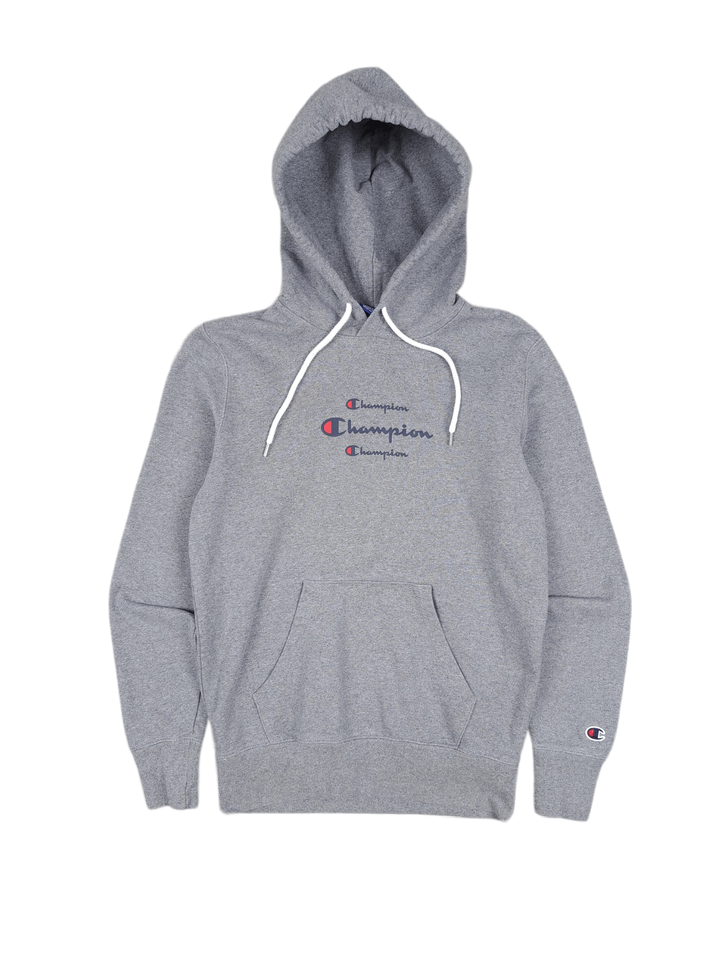 Champion × Vintage 💎 Champion Spell out Multi Logo Grey Hoodie Sweatshirt Zip Size US S / EU 44-46 / 1 - 1 Thumbnail