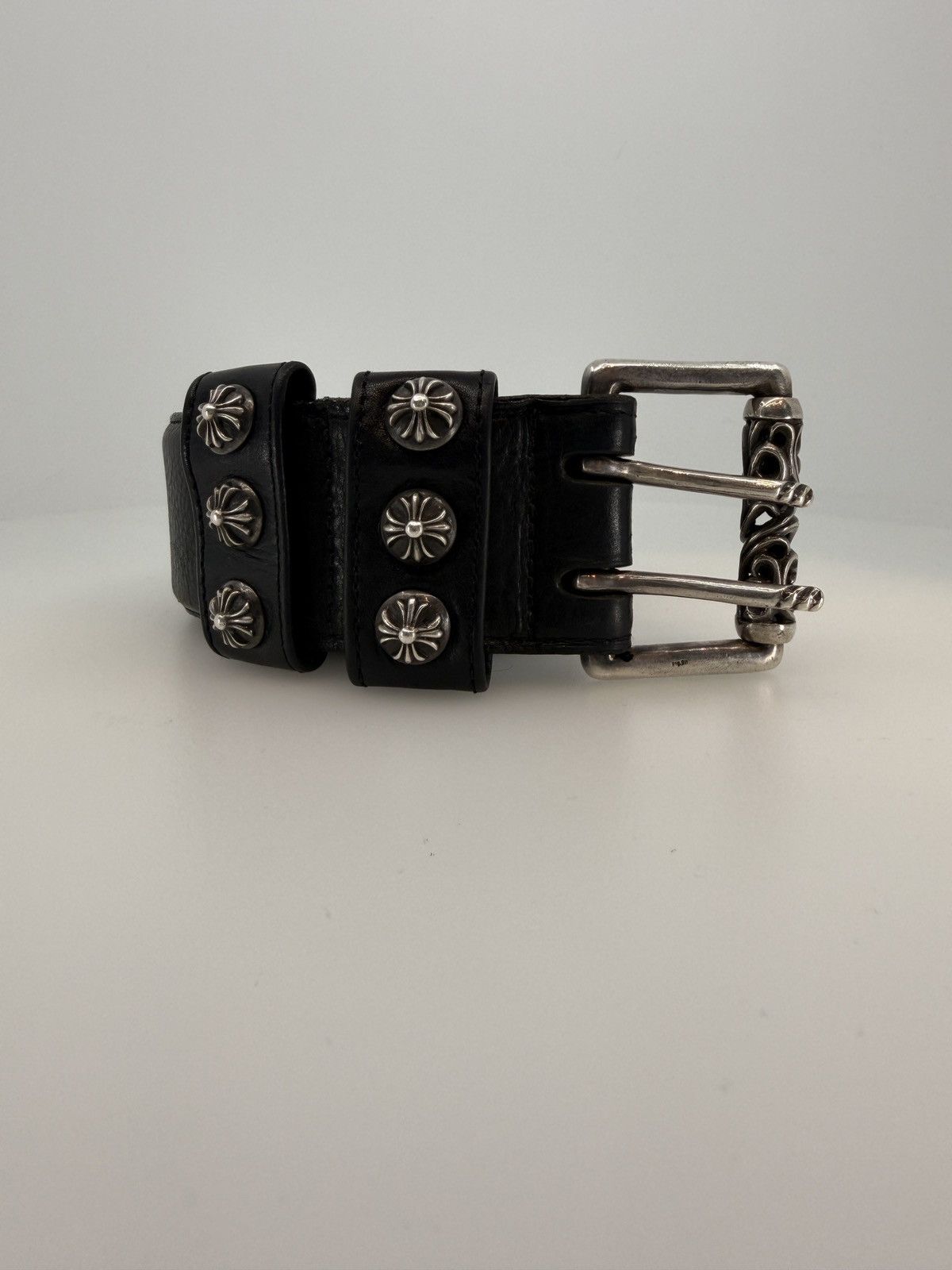 Chrome Hearts Chrome Hearts Black Double Pin Roller Belt Size 32 - 1 Thumbnail