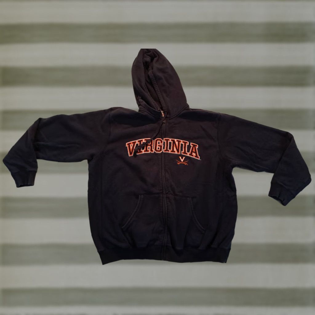 Vintage Virginia Cavaliers Full Zip Hooded Heavy Cotton Sweatshirt XXL Black Size US XXL / EU 58 / 5 - 1 Thumbnail