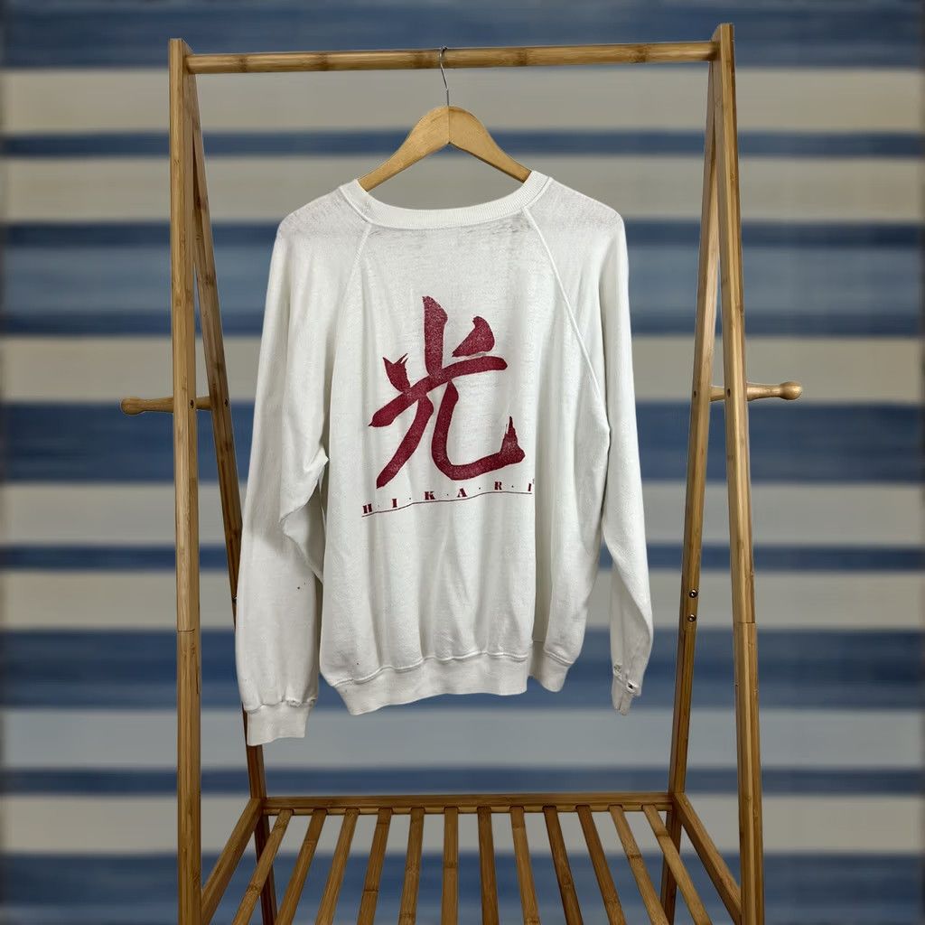 Hanes VTG 80s Hikari Japan Light Paper Thin Burn Out Sweatshirt Worn Thrashed Size XL Hanes White Men Pullover 80s Distressed Size XL Mens Size US XL / EU 56 / 4 - 1 Thumbnail