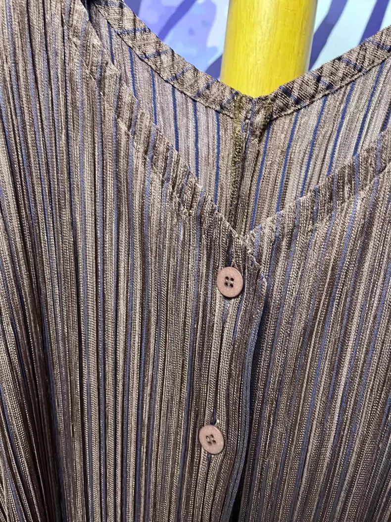 Issey Miyake Issey Miyake size:5 Brown pleated dress Size L / US 10 / IT 46 - 3 Thumbnail
