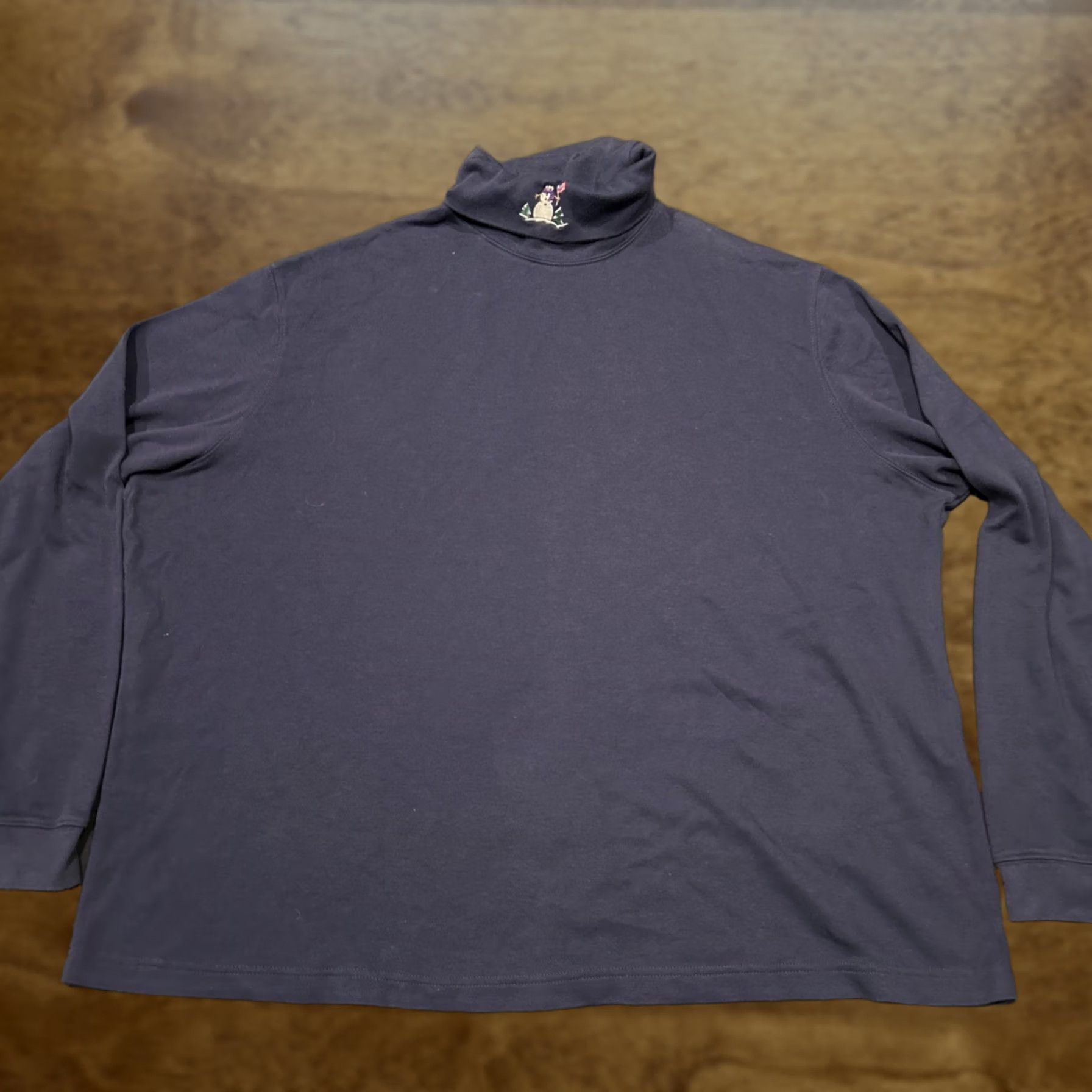 Vintage Classic Elements Blue Long Sleeve Turtleneck Blouse 100% Cotton Size 24/26 Women Size 4XL / US 24-26 - 1 Thumbnail