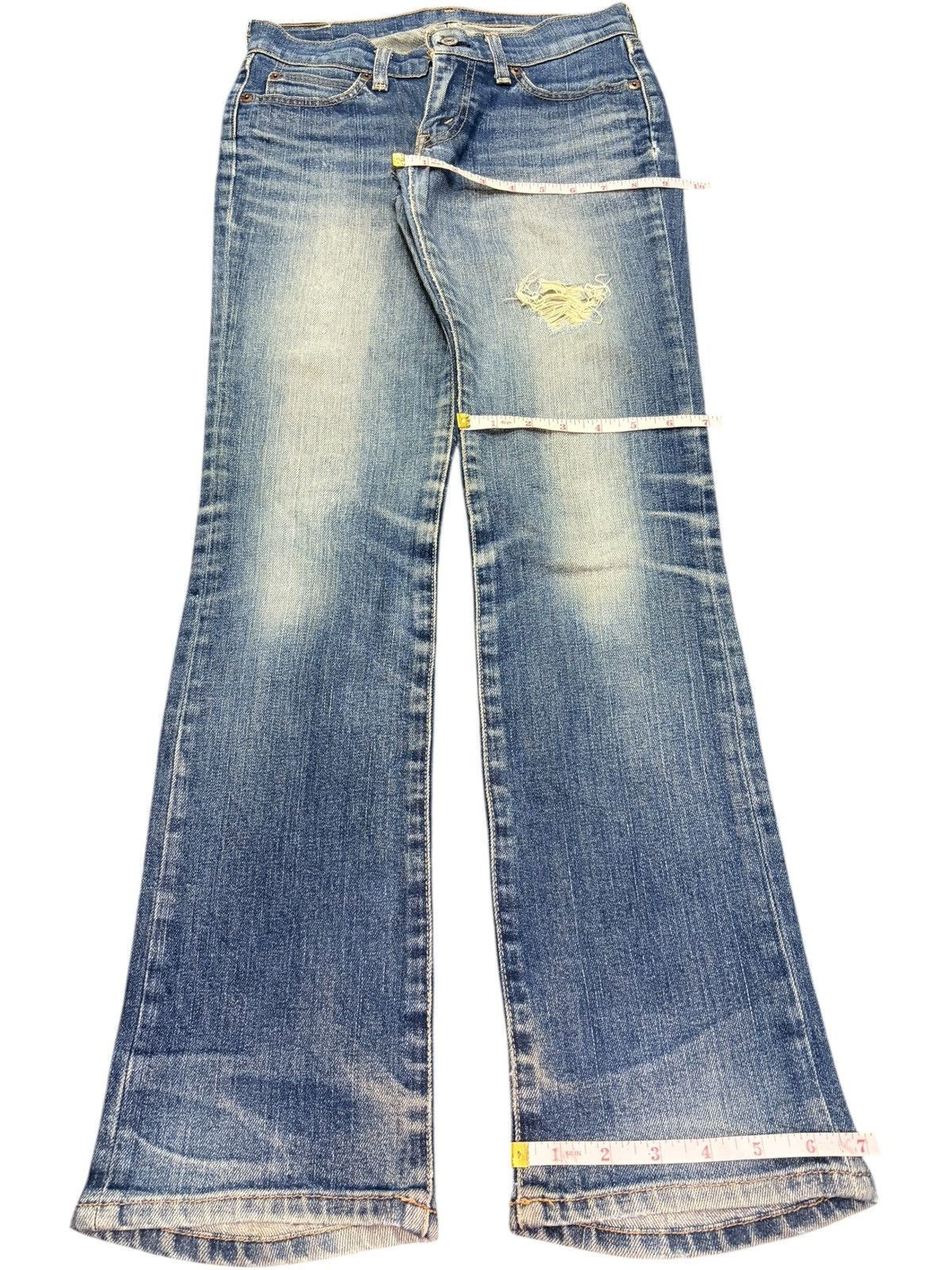 Levi's Vintage 90s Levis 566 Distress Low Rise Flare Jeans Size 27" / US 4 / IT 40 - 8 Thumbnail