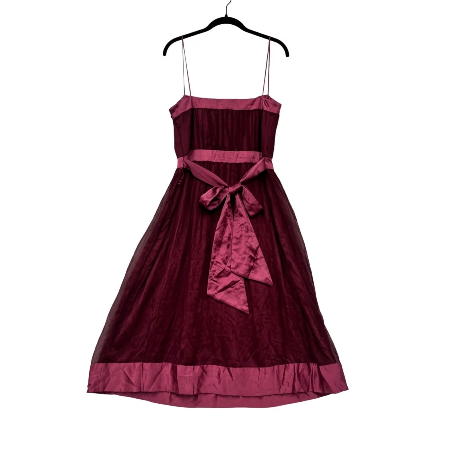Vintage Jenny Yoo Dress Womens Midi Silk Burgundy Pink Size 8 Ball Gown Silk Dress WtBG8 Womens Size M / US 6-8 / IT 42-44 - 2 Thumbnail