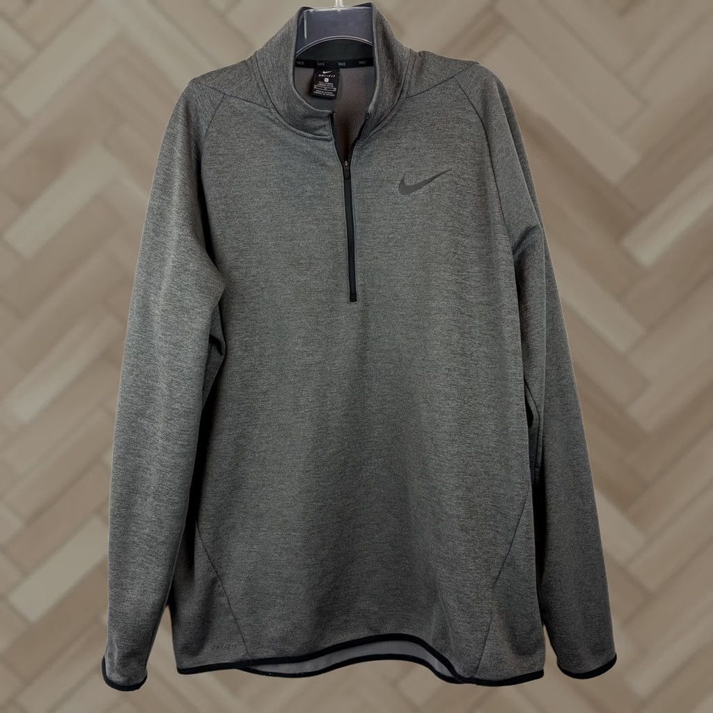 Nike Nike Dri-Fit Pullover Long Sleeve 1/4 Zip Gray XL Tall Men’s Regular Performance Golf Running Counterpart: Nike Dri-Fit Size US XL / EU 56 / 4 - 1 Thumbnail