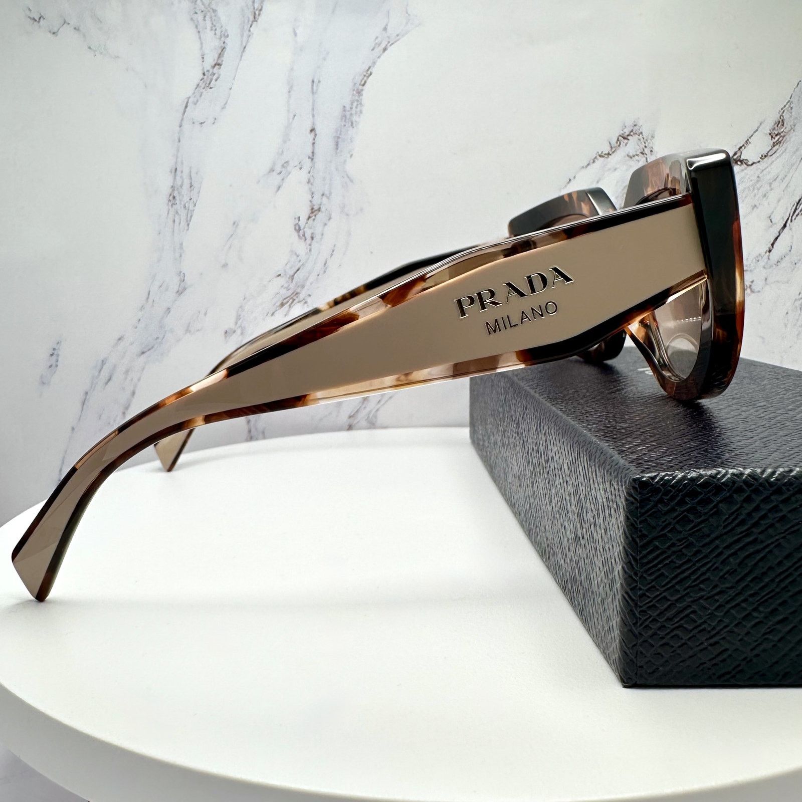 Prada PRADA Sunglasses Brown Tortoise Caramel Gold Symbole Oval Size ONE SIZE - 4 Thumbnail