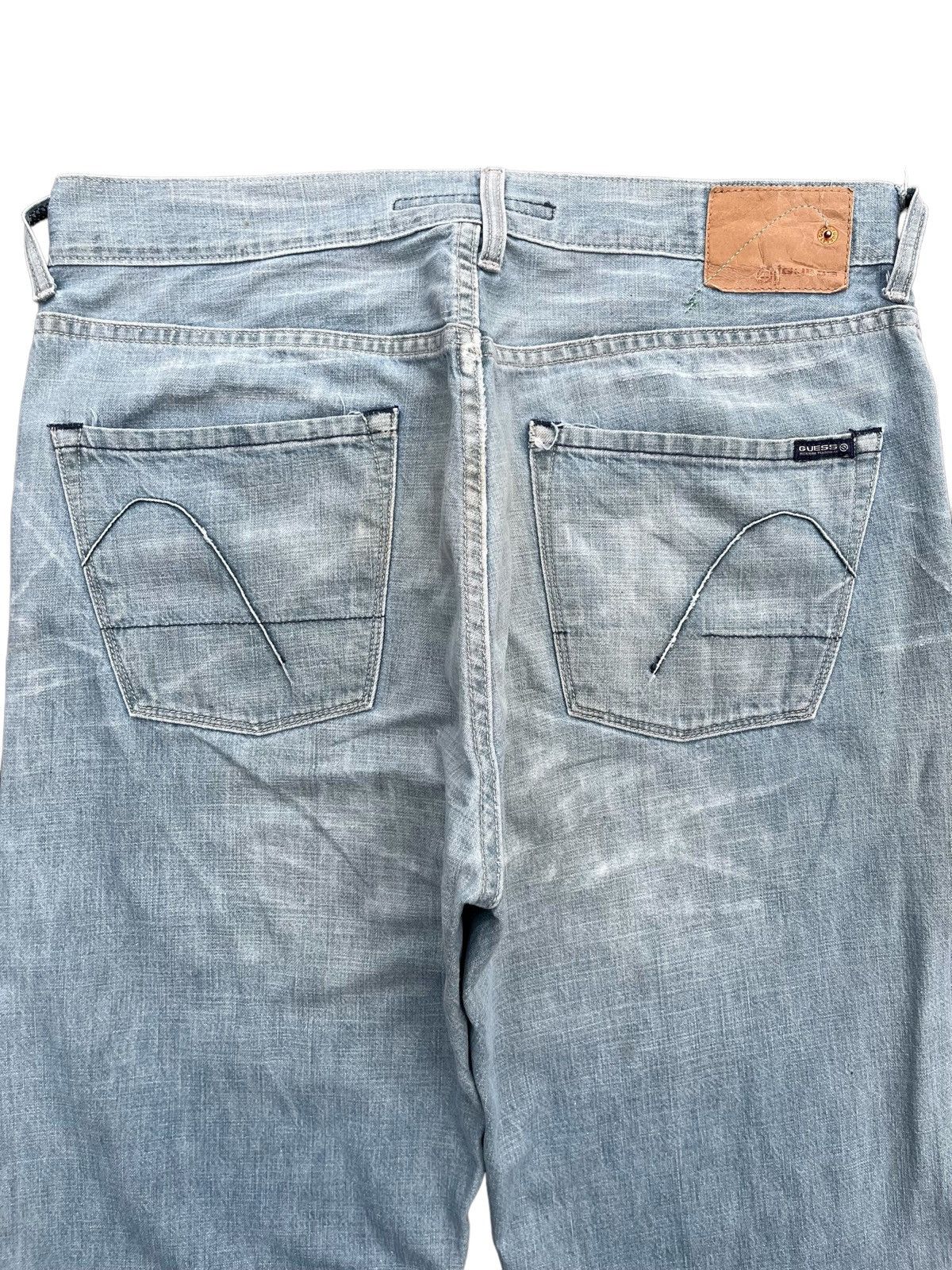 Guess Vintage Y2K Guess Made in Usa Blue Washed Frayed Flare Jeans Size US 34 / EU 50 - 4 Thumbnail