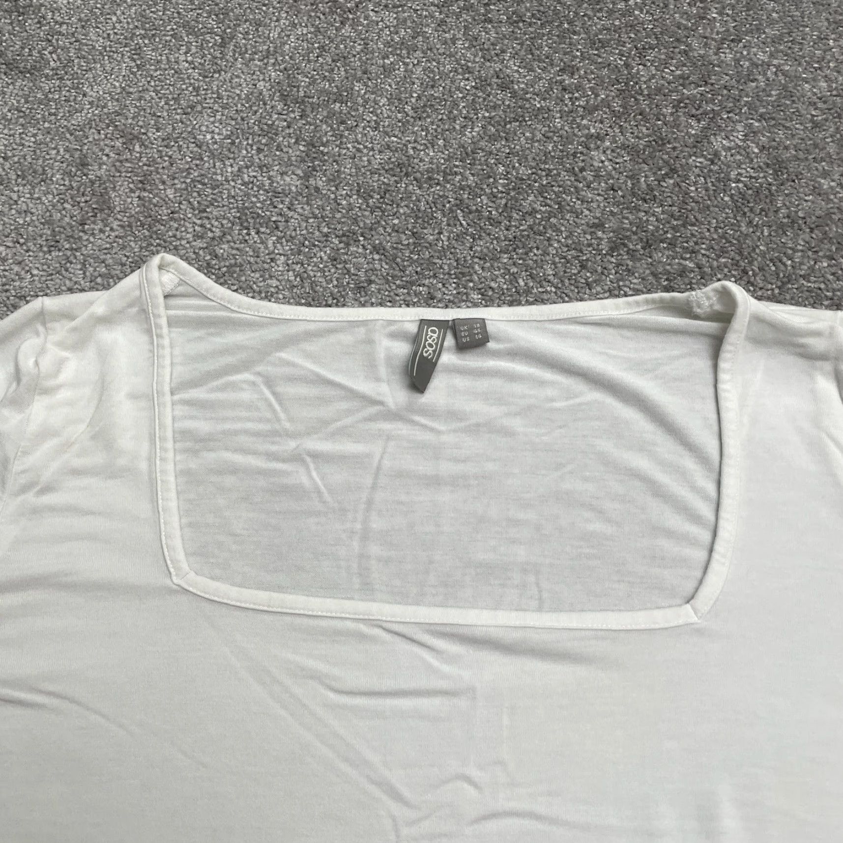 Asos ASOS Shirt Womens 14 White Square Neck T-Shirt Long Sleeve Basic Stretch Casual Tee Size XL / US 12-14 / IT 48-50 - 3 Thumbnail