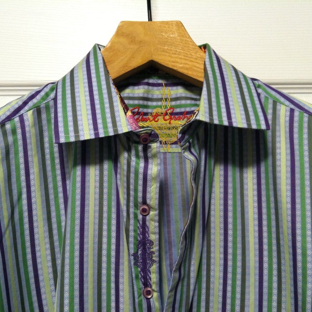 Robert Graham ROBERT GRAHAM MENS NEW MULTICOLOR 100%COTTON CASUAL SHIRT L Size US L / EU 52-54 / 3 - 1 Thumbnail