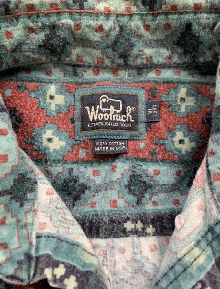 Vintage × Woolrich Woolen Mills Woolrich flannel shirt brushed cotton aztec print XL long Size US XL / EU 56 / 4 - 3 Thumbnail