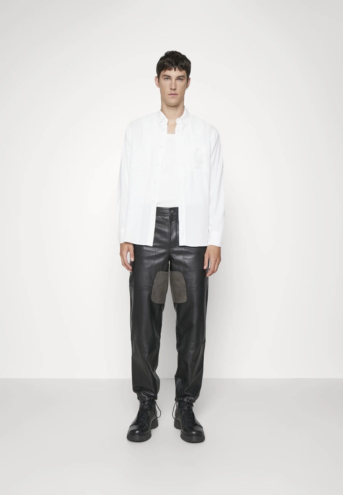 Leather !DS! SS23 Studio ID Suede Patch Leather Moto Trousers Size US 34 / EU 50 - 2 Thumbnail