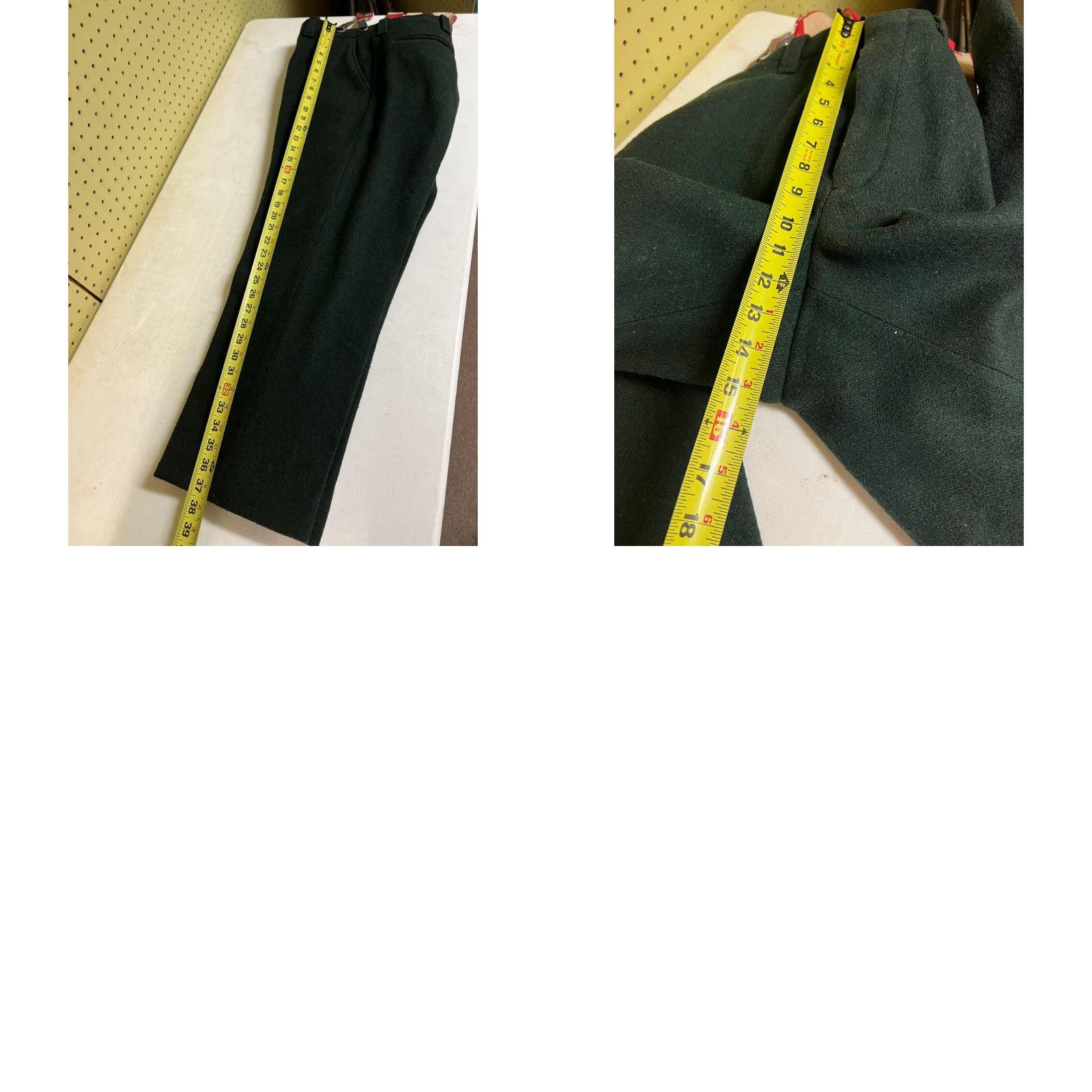 Vintage VINTAGE Melton Wintermaster Green Wool 32x29 Men’s Pants Flat Front Straight Leg With Braces Suspenders Mens 1970s Size 32 - 8 Thumbnail