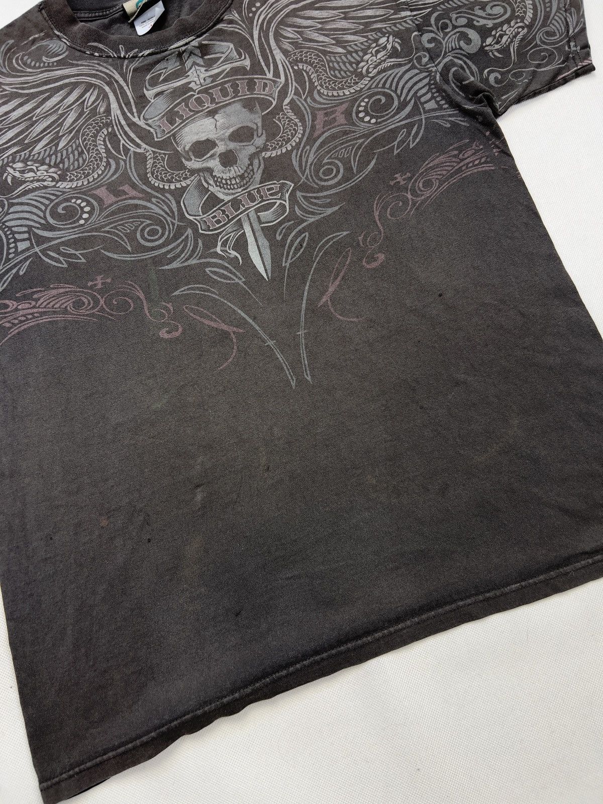 Vintage Tshirt Liquid Blue Skull Gothic Affliction Over Print Size US L / EU 52-54 / 3 - 5 Thumbnail