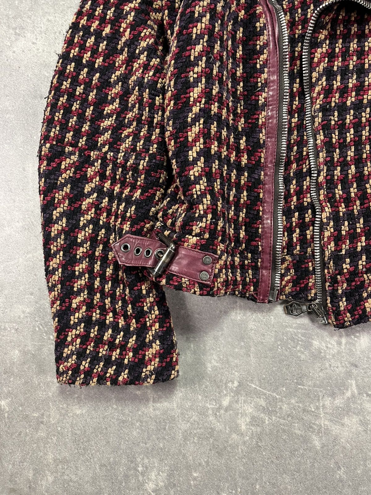 Diesel 00s Diesel Tweed Assymetrical Leather Straps Moto Jacket M Size M / US 6-8 / IT 42-44 - 4 Thumbnail