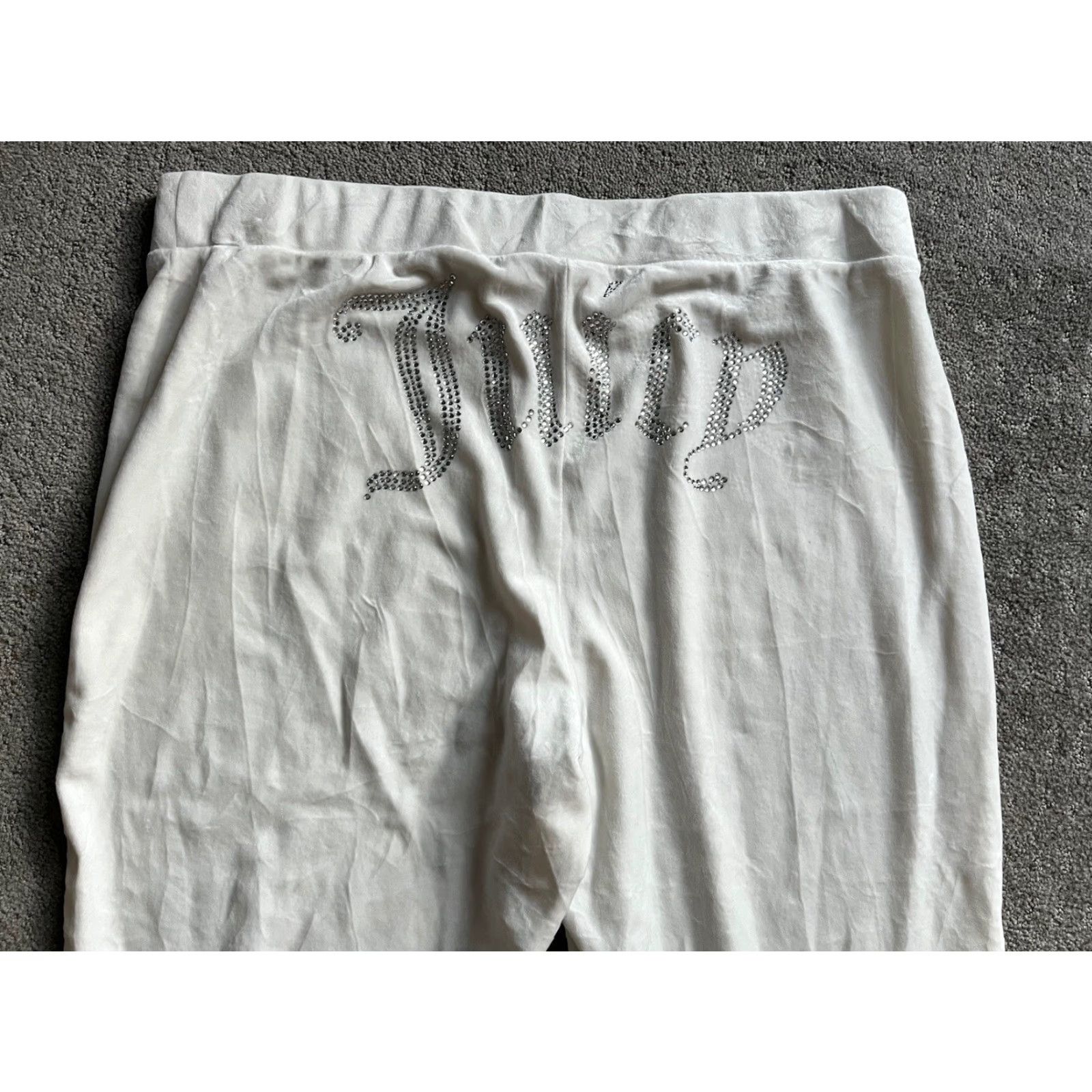 Juicy Couture Juicy Couture Sz XL Velour Lounge Pants White Bling Spell Out Flares Retro Y2K Size 40" / US 18 - 2 Thumbnail