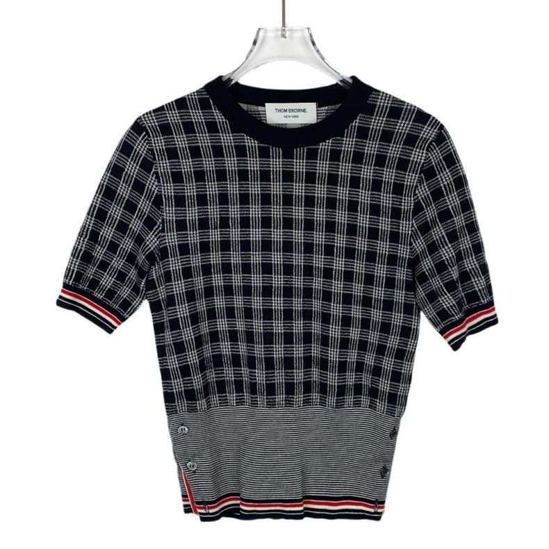 Thom Browne Thom Browne Black Gray Check Short Sleeve Knit - dmc Size US M / EU 48-50 / 2 - 1 Thumbnail