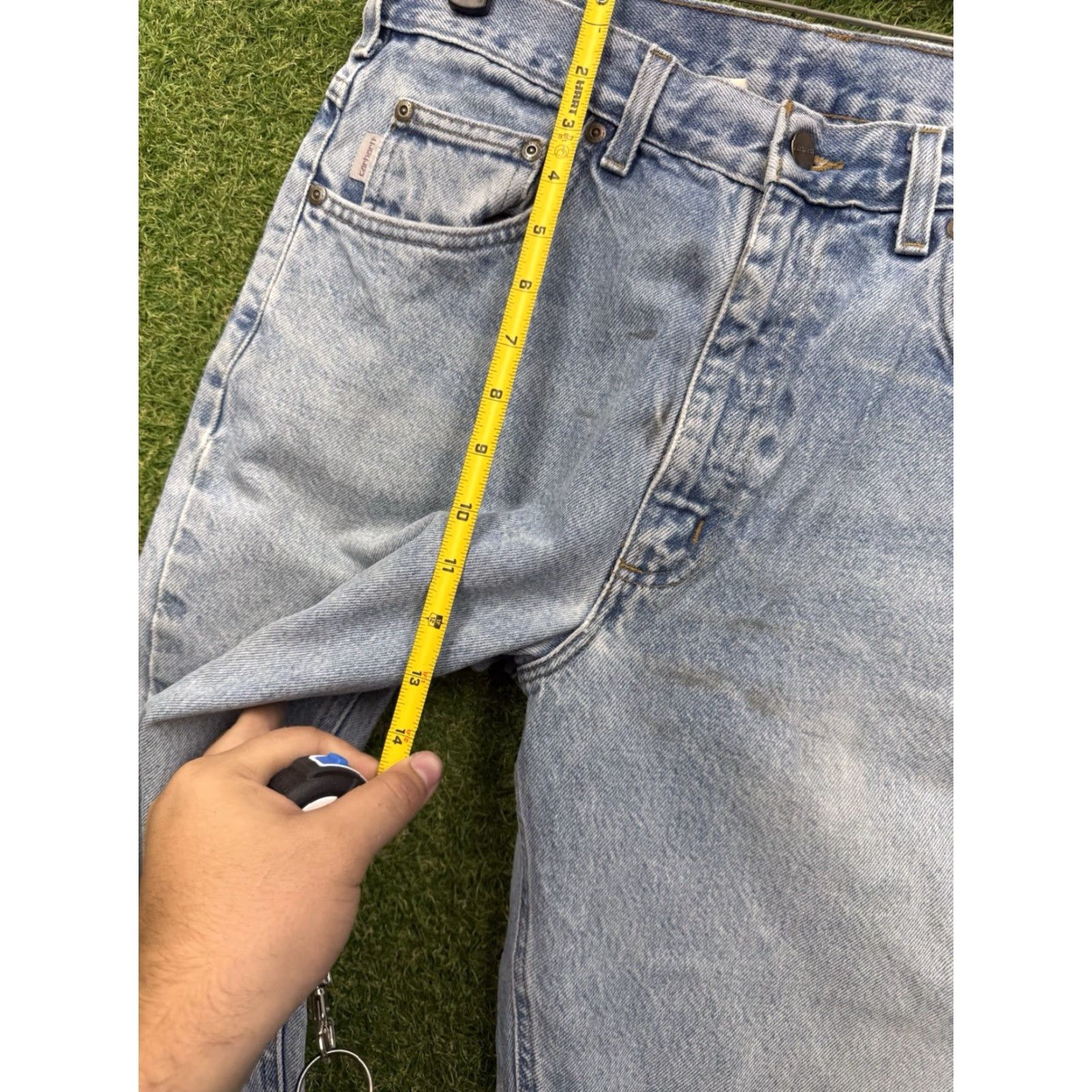 Carhartt Carhartt Jeans Mens 33x36 Dungaree Light Wash Denim Straight Fit B13-DST 90s Logo Size US 33 - 7 Thumbnail