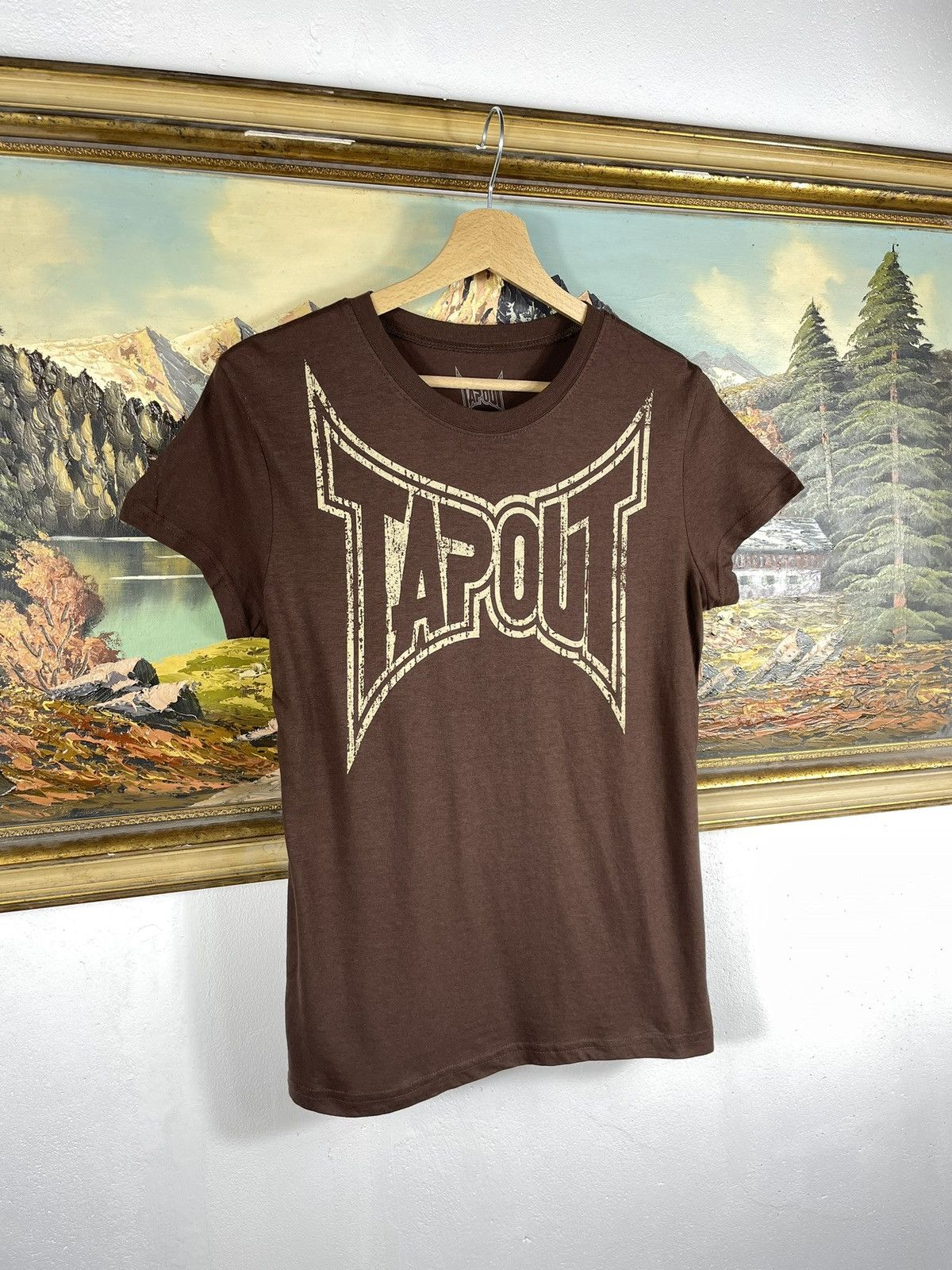 Affliction × Tapout Brown Vitnage Retro Y2k 00s Tapout T shirt Blouse Top Tee Size M / US 6-8 / IT 42-44 - 3 Thumbnail