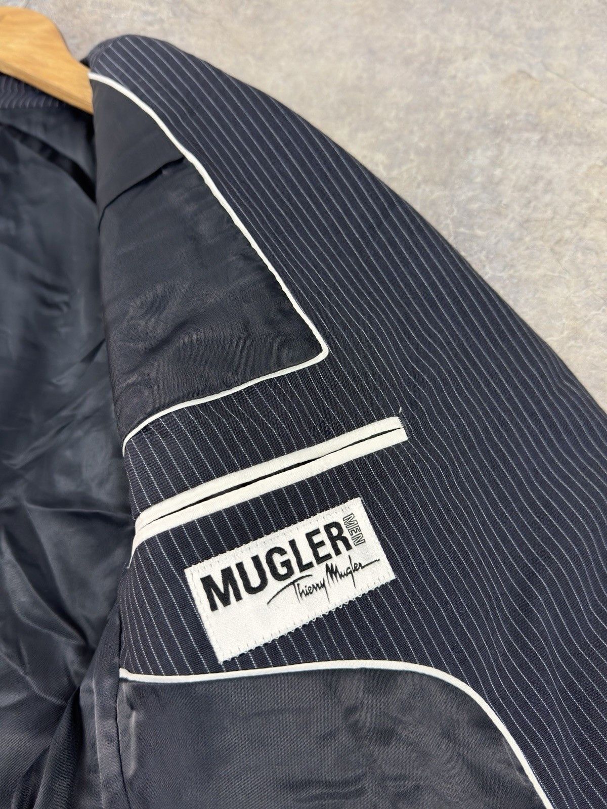 Thierry Mugler Archive 90s Thierry Mugler Men Stripes Blazer Pinstripe Wool Size 44R - 6 Thumbnail