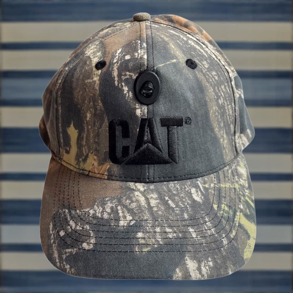 Vintage VINTAGE Catapillar Rare Baseball Hat Cap W/Built In Flashlight Green Camouflaged Men's Size ONE SIZE - 1 Thumbnail