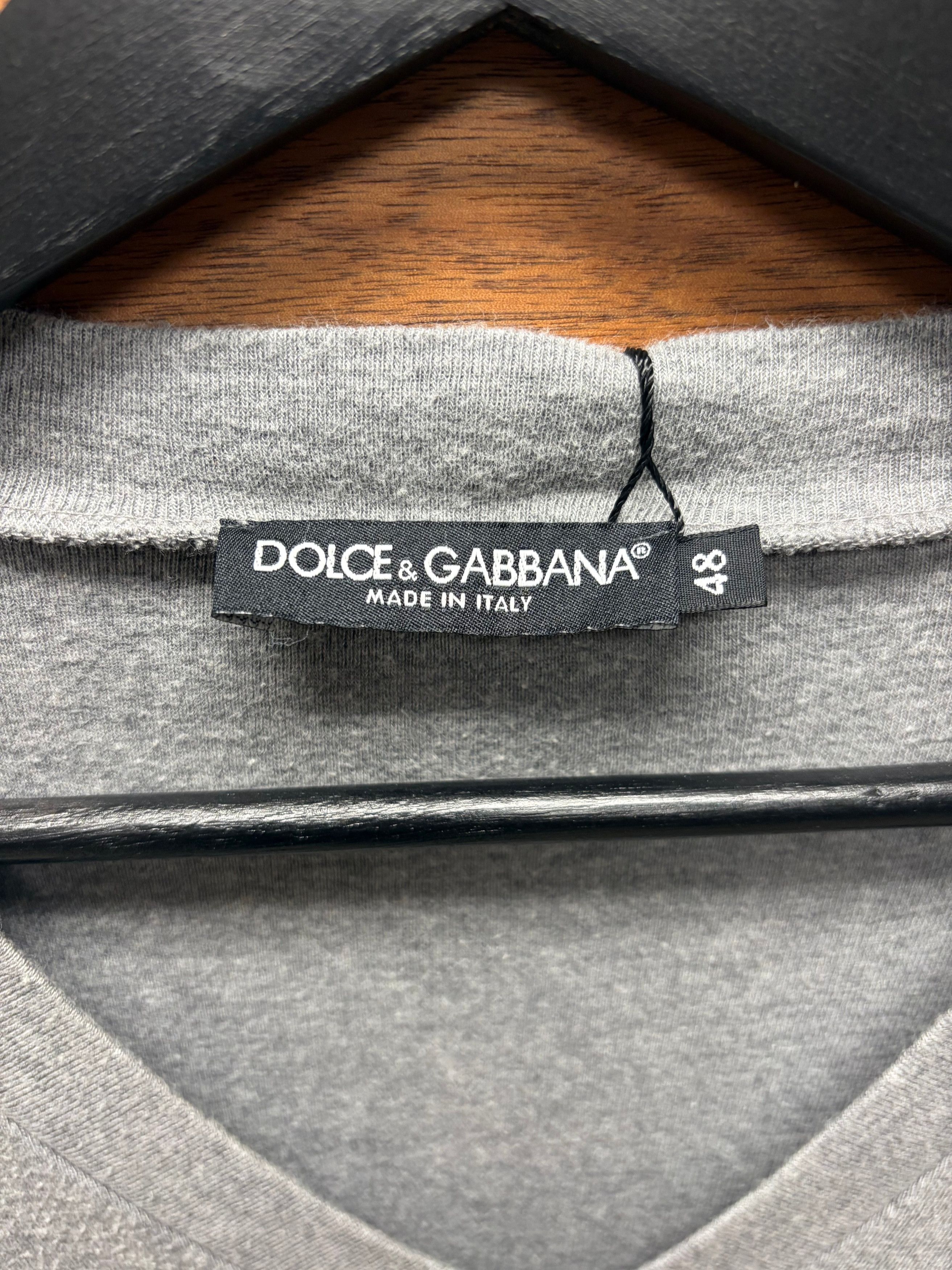 Dolce & Gabbana Dolce & Gabbana Mens Grey Jersey Cotton V-Neck Shirt Size US M / EU 48-50 / 2 - 3 Thumbnail