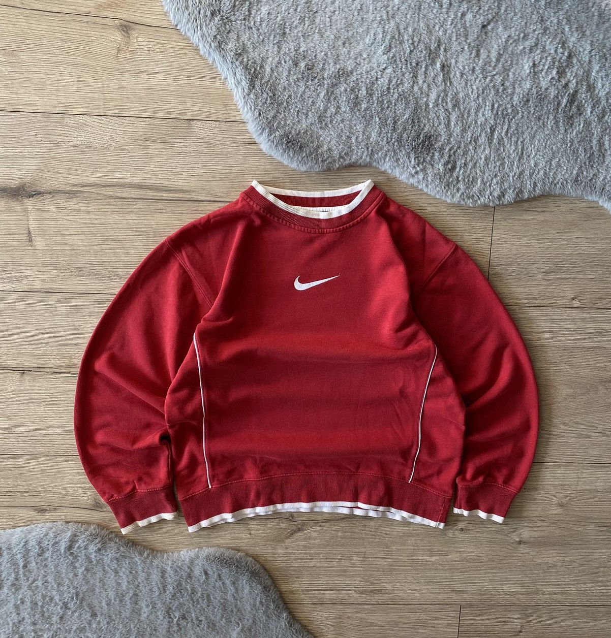 Nike × Vintage NIKE CENTER SWOOSH BOXY DRILL Y2K VINTAGE SWEATSHIRT Size US S / EU 44-46 / 1 - 1 Thumbnail
