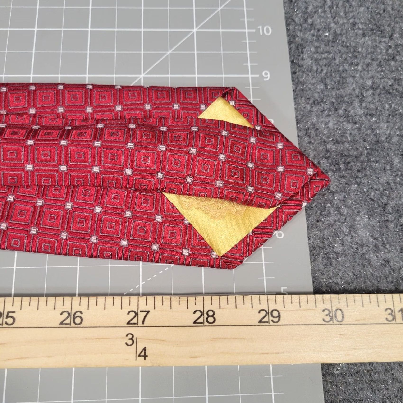 Vintage VINTAGE Donald J. Trump Silk Necktie Red Check Gold Bar Long 60” Tie Mens Red Silk Necktie PMID Size ONE SIZE - 4 Thumbnail