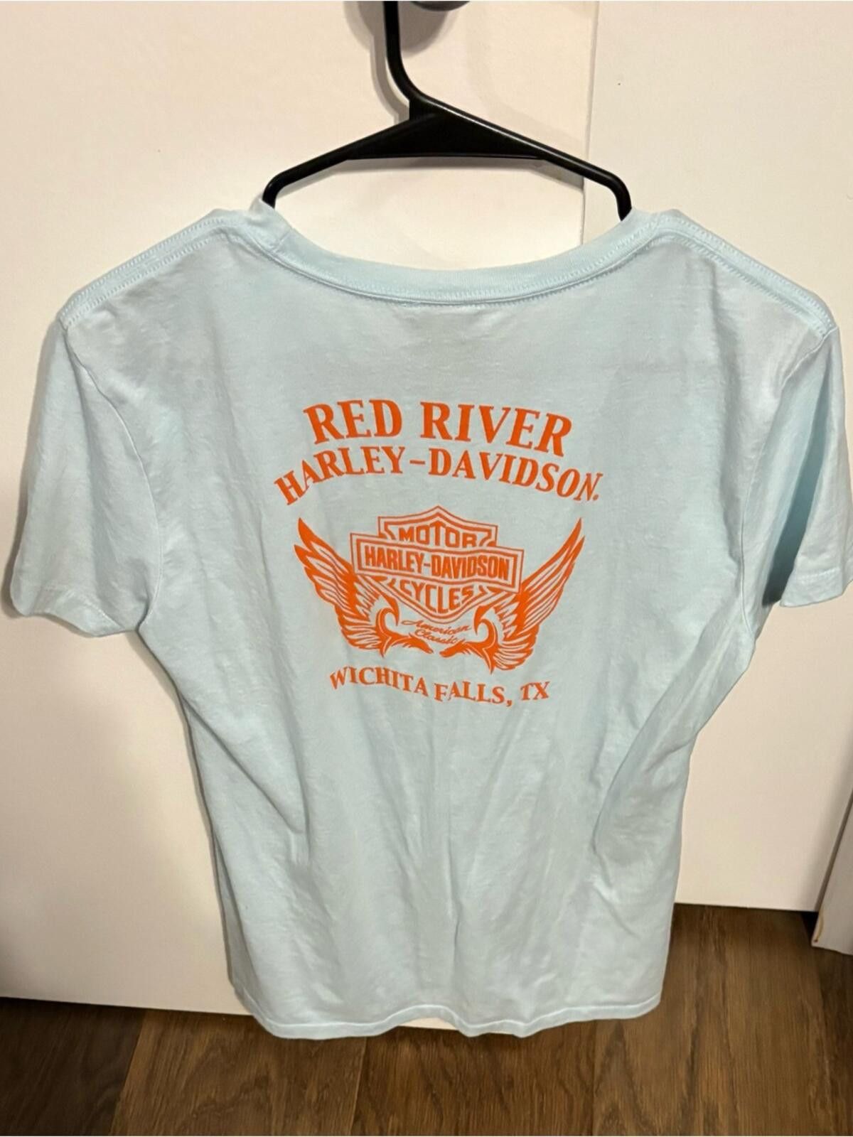 Harley Davidson Harley-Davidson Wichita Falls TX Tee with Orange & Blue Logo Size L / US 10 / IT 46 - 2 Thumbnail