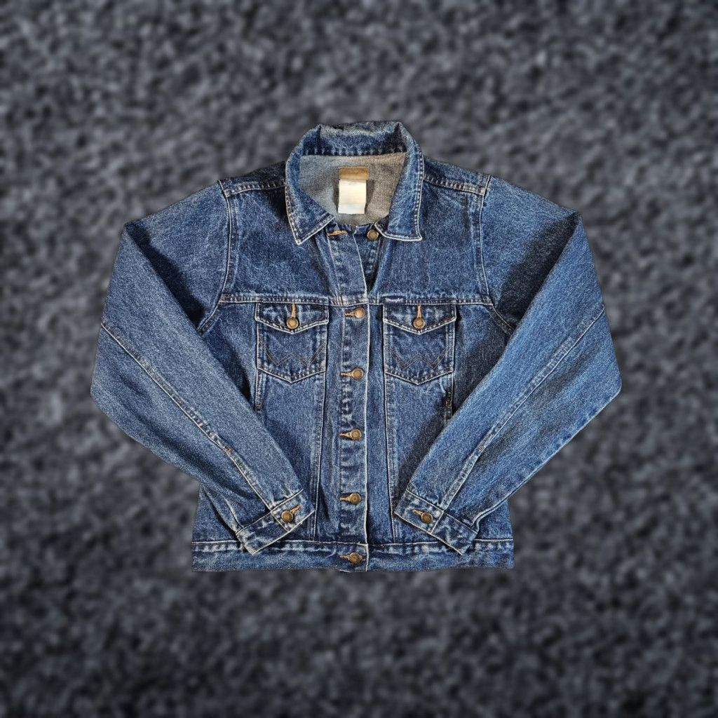 Wrangler VINTAGE Wrangler Denim Jacket Trucker 80s Blue Cotton Sz M Regular Men Jeans Jacket Size US 31 - 1 Thumbnail