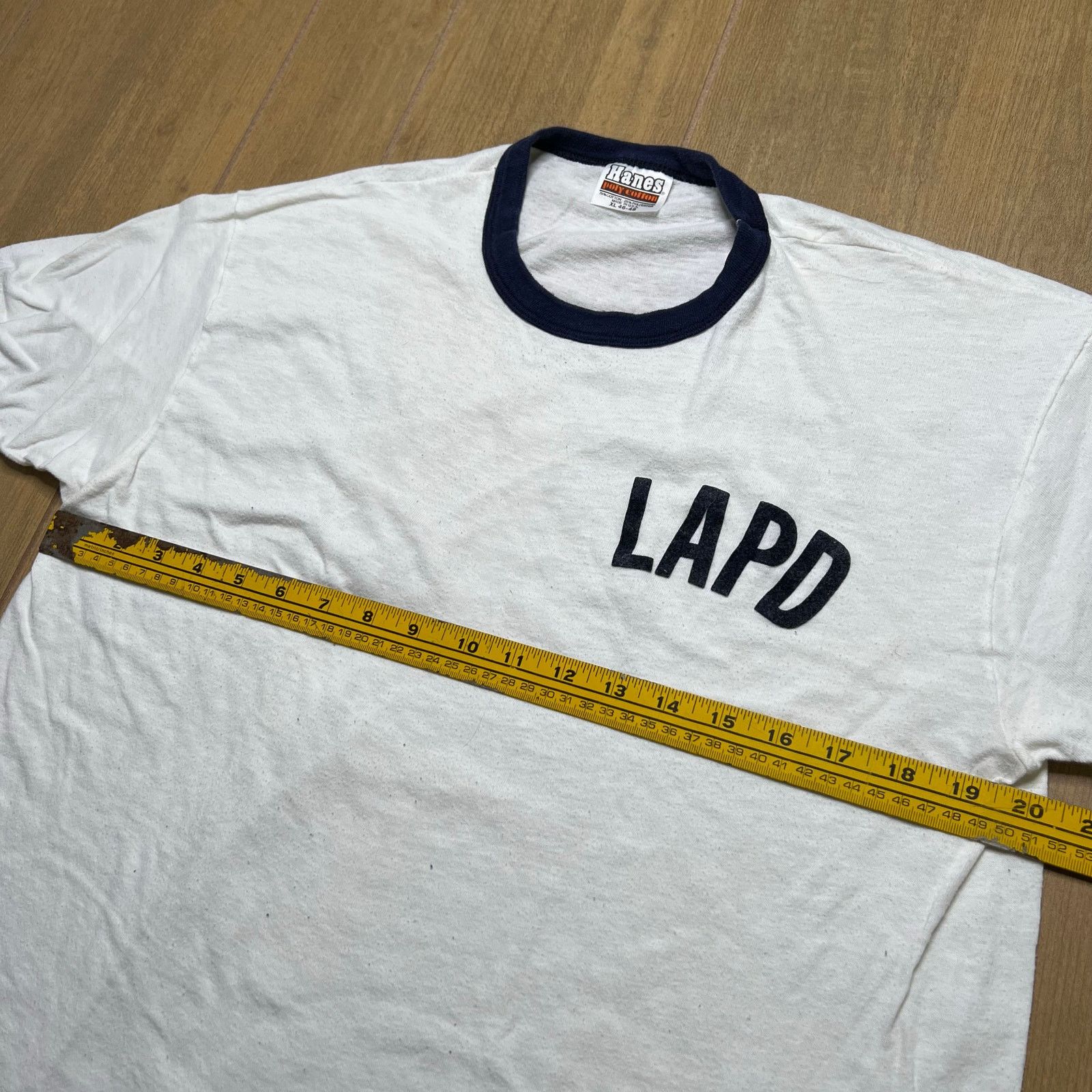 Hanes Vintage LAPD Ringer T Shirt 70s 80s Police Hanes Tee USA XL Size US XL / EU 56 / 4 - 7 Thumbnail