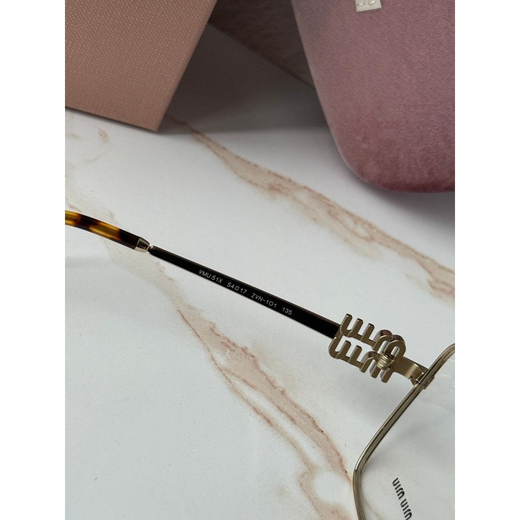 Miu Miu NEW Miu Miu M51XV Gold Square Logo Eyeglasses Frames Size ONE SIZE - 7 Thumbnail