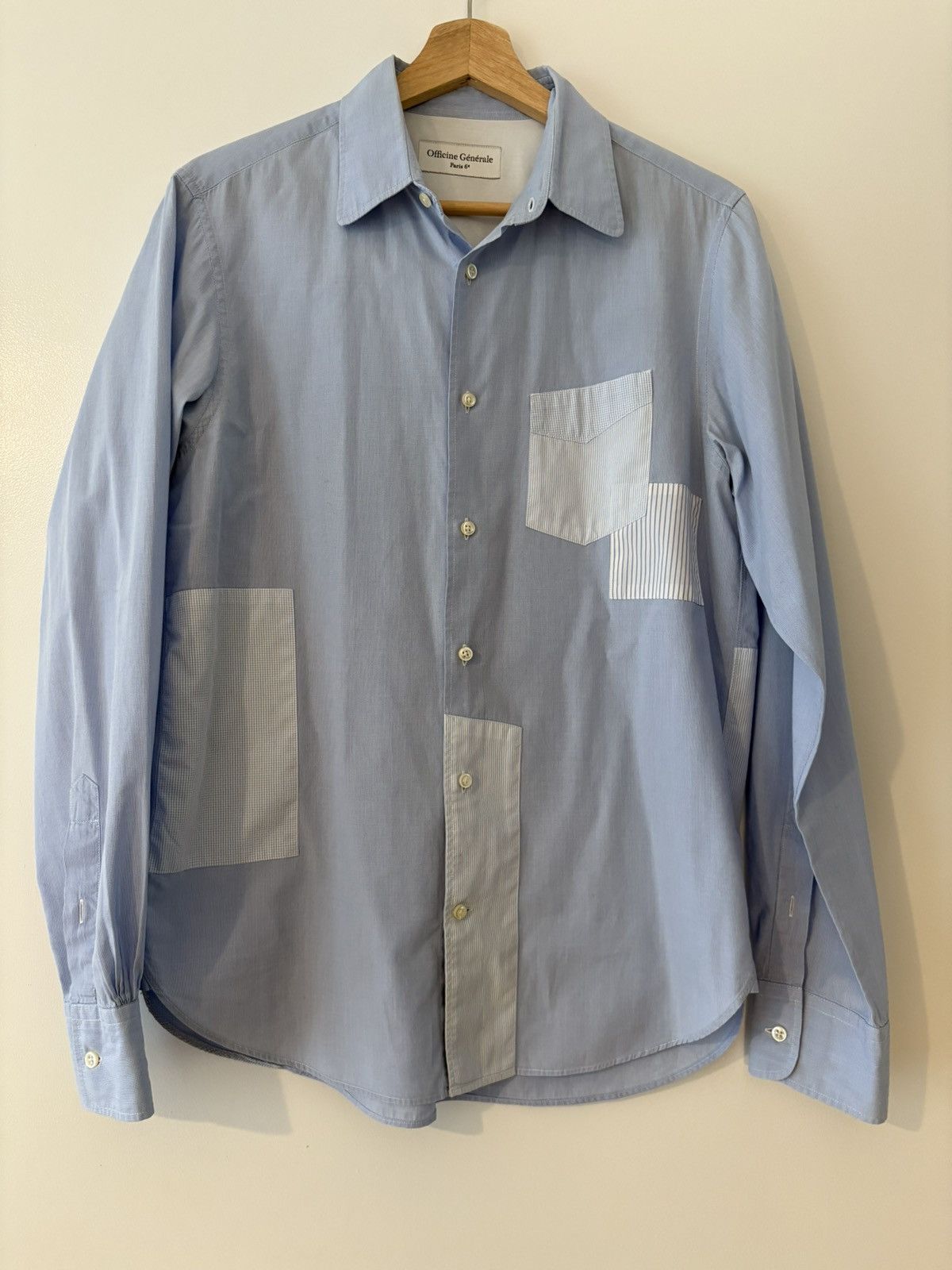 Officine Generale Patch Work Button Up Shirt Size US M / EU 48-50 / 2 - 1 Thumbnail