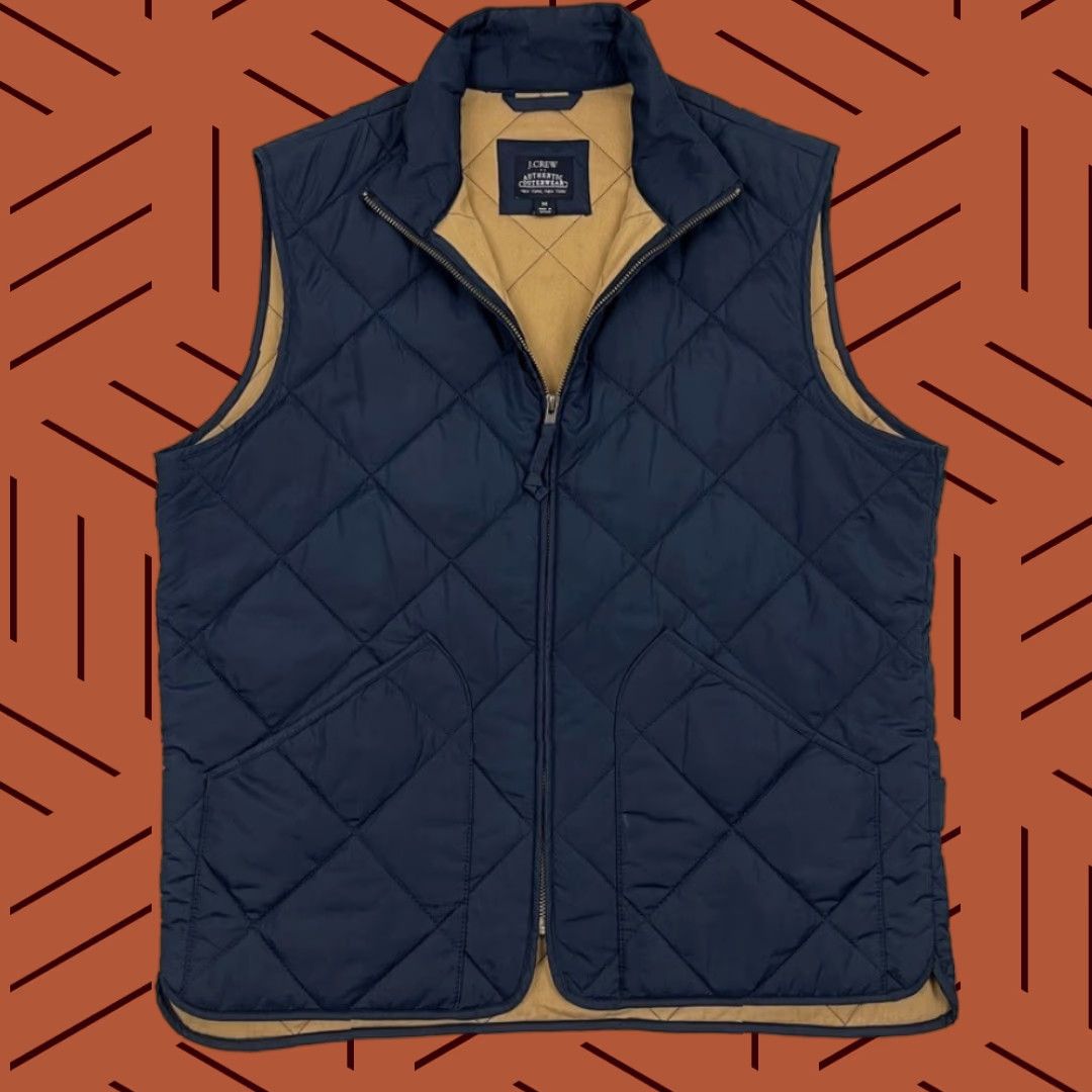 J.Crew J. Crew Walker Vest Mens M Blue Quilted Full Zip Preppy Office Lightweight Layers Shirt Size US M / EU 48-50 / 2 - 1 Thumbnail