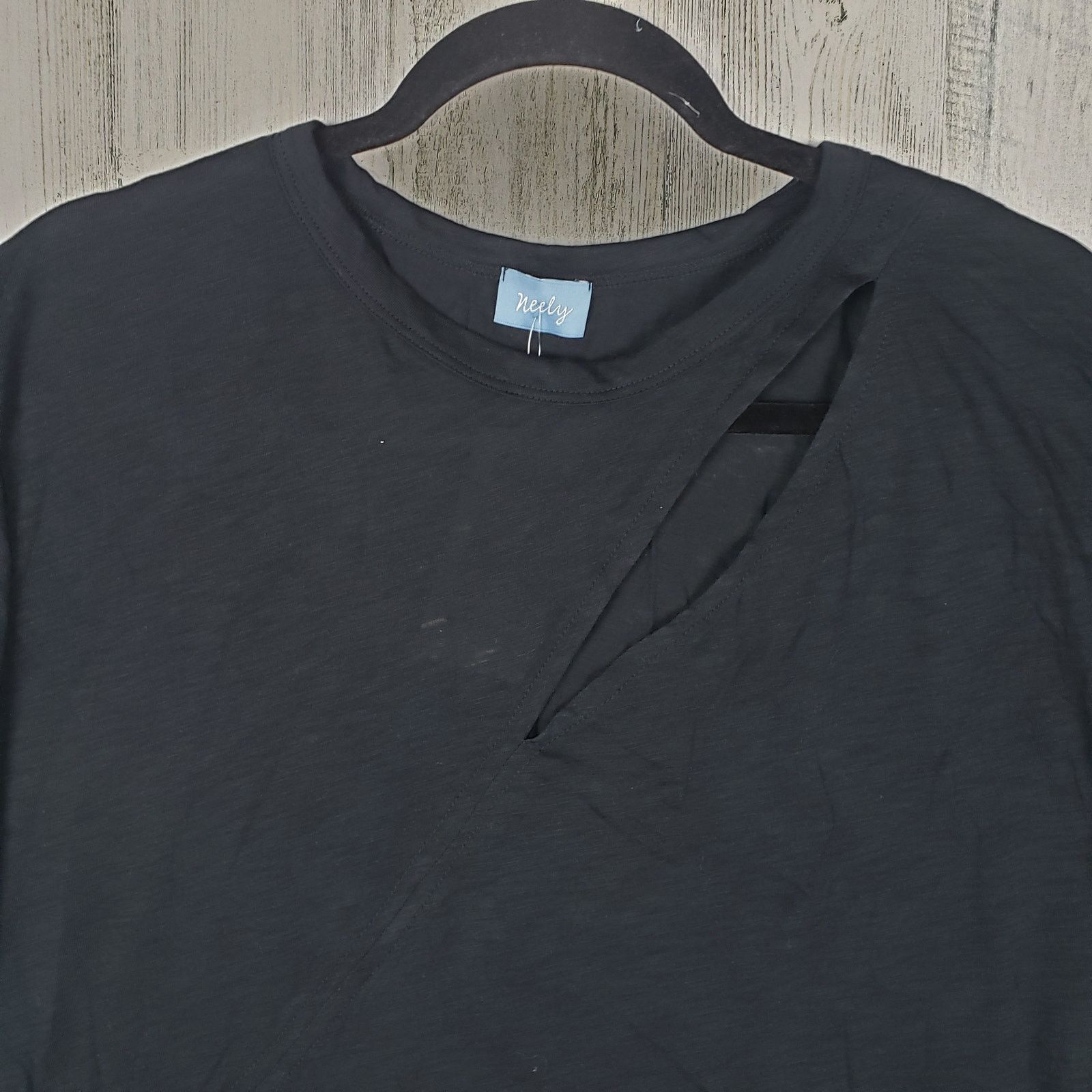 Other NWT Neely By Elam Black Burnout T-Shirt Slash Detail Large Size L / US 10 / IT 46 - 2 Thumbnail