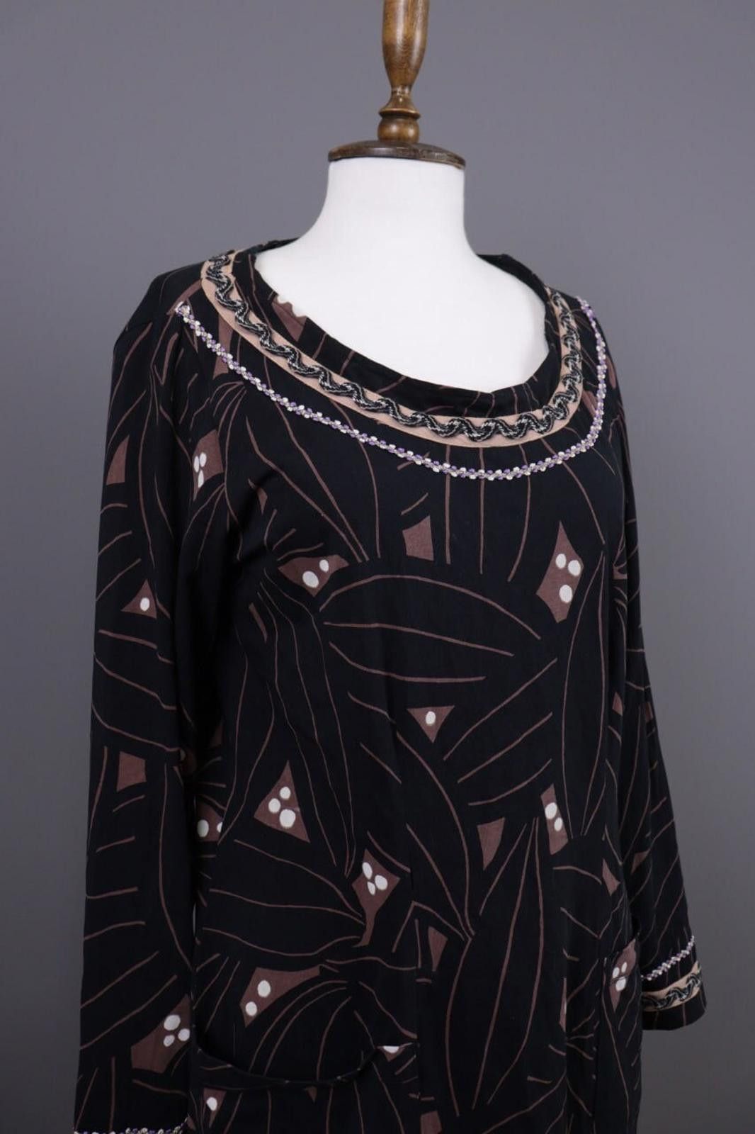Marimekko Marimekko Black Long Sleeve Floral Lenght Dress Size M Size M / US 6-8 / IT 42-44 - 5 Thumbnail