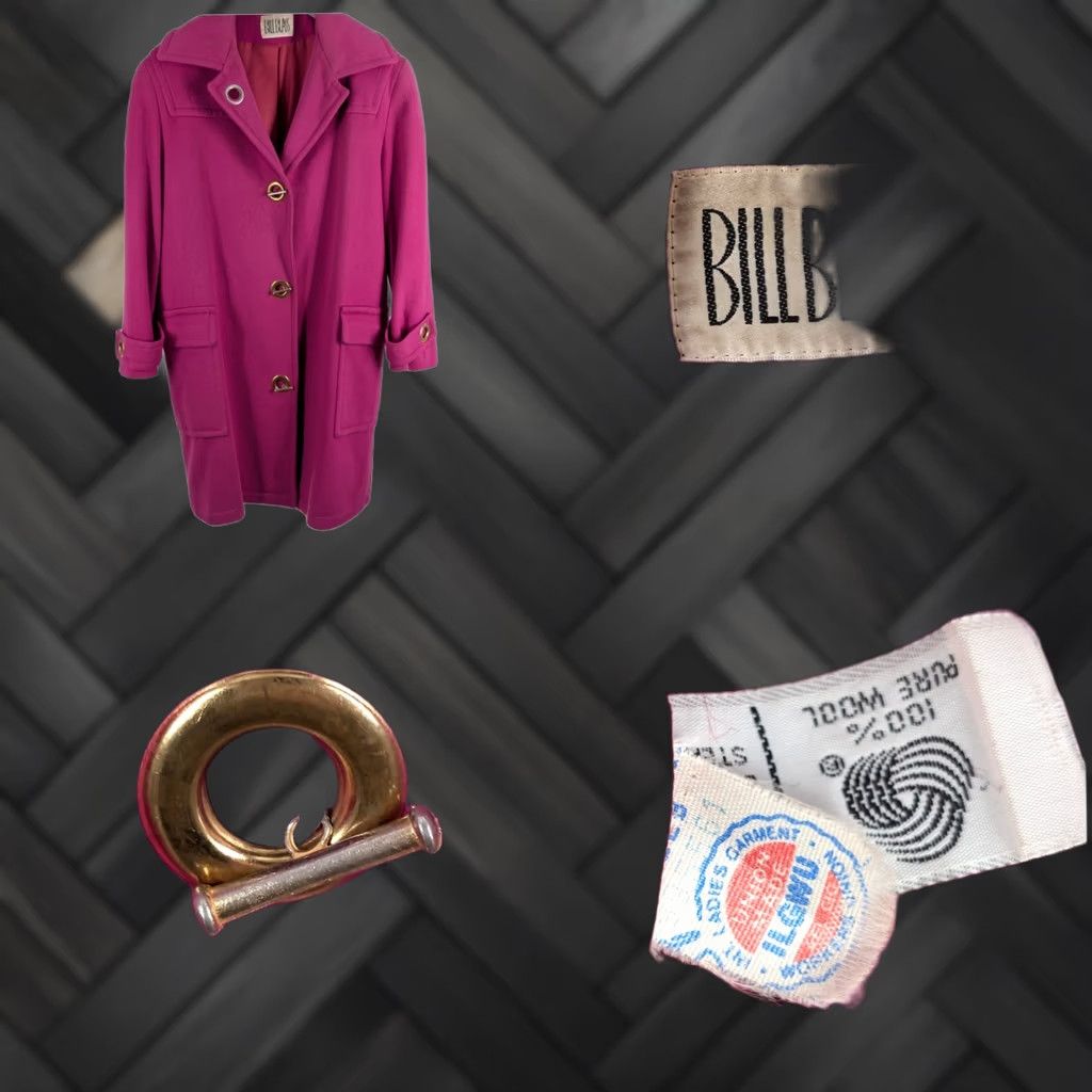 Bill Blass VINTAGE Bill Blass Pink Wool Overcoat 42" Coat USA Wool 100% Toggle Closure Eyelet Grommet 80s 70s Magenta UNPAIRED Mens Womens? Size M / US 6-8 / IT 42-44 - 1 Thumbnail