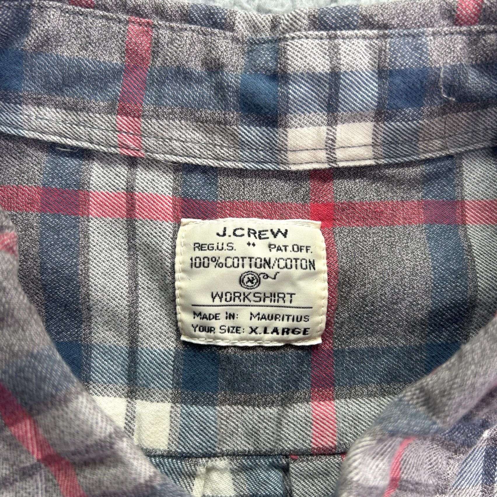 J.Crew J.CREW Mid-Weight Flannel Workshirt Gray Blue Red Plaid Mens Slim XL Size US XL / EU 56 / 4 - 3 Thumbnail