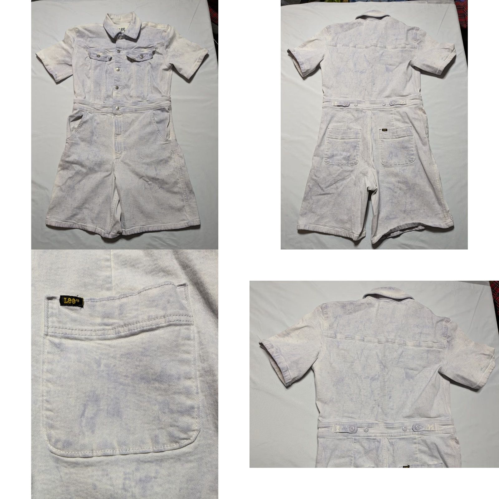 Lee LEE UNION-ALLS Women Small Purple Acid Wash Denim Short Romper Size 28" / US 6 / IT 42 - 9 Thumbnail