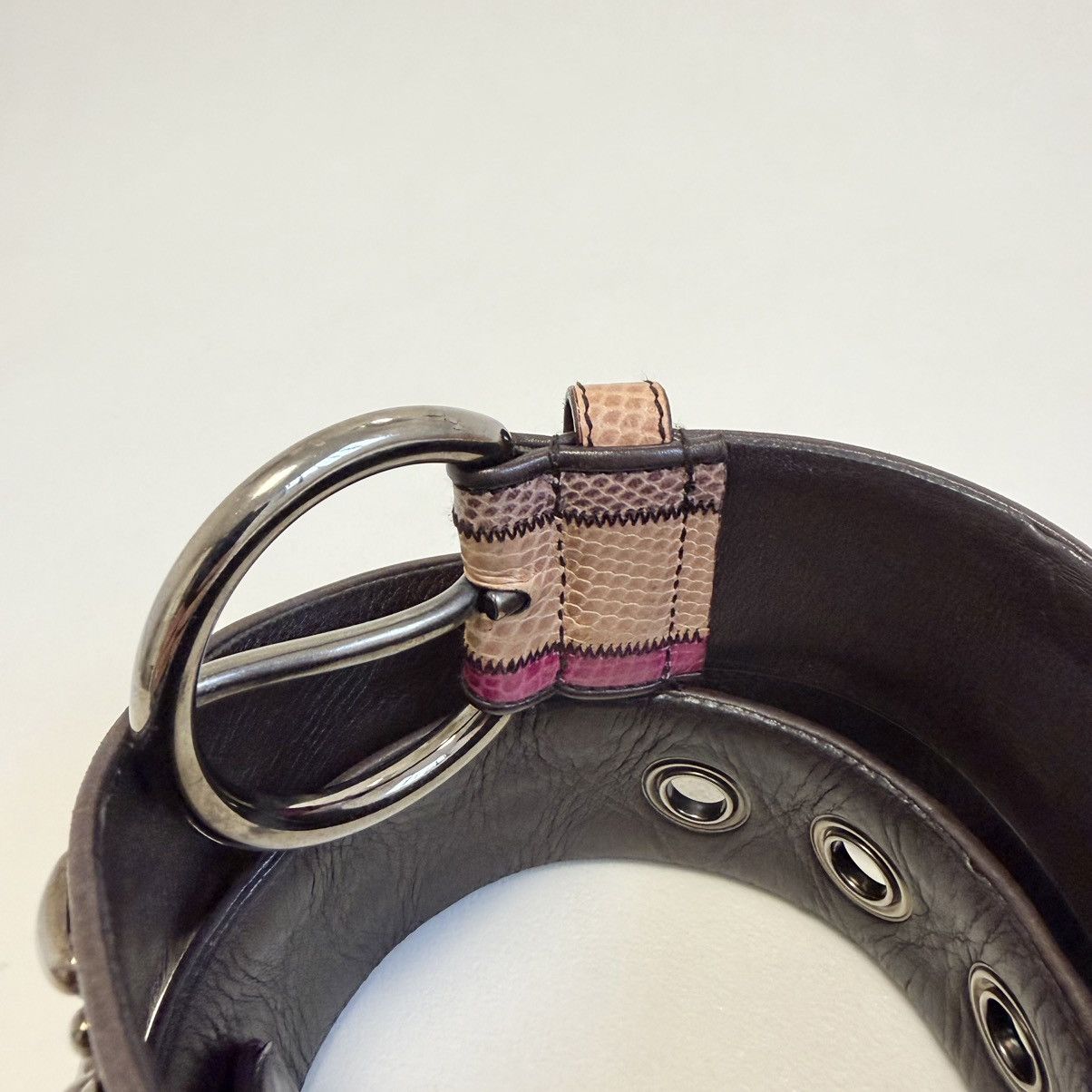 Miu Miu Mid 2000s Studded Snake Print Leather Belt Size ONE SIZE - 8 Thumbnail