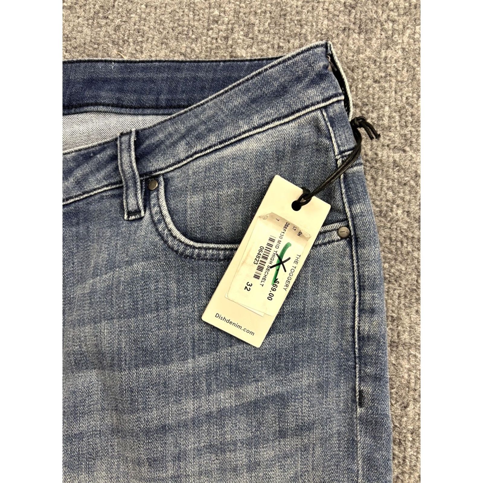 Denime Dish Denim Shorts Mens 32 Blue Adaptive Denim Stretch 5 Pocket Bermuda Medium Wash Size US 32 / EU 48 - 2 Thumbnail