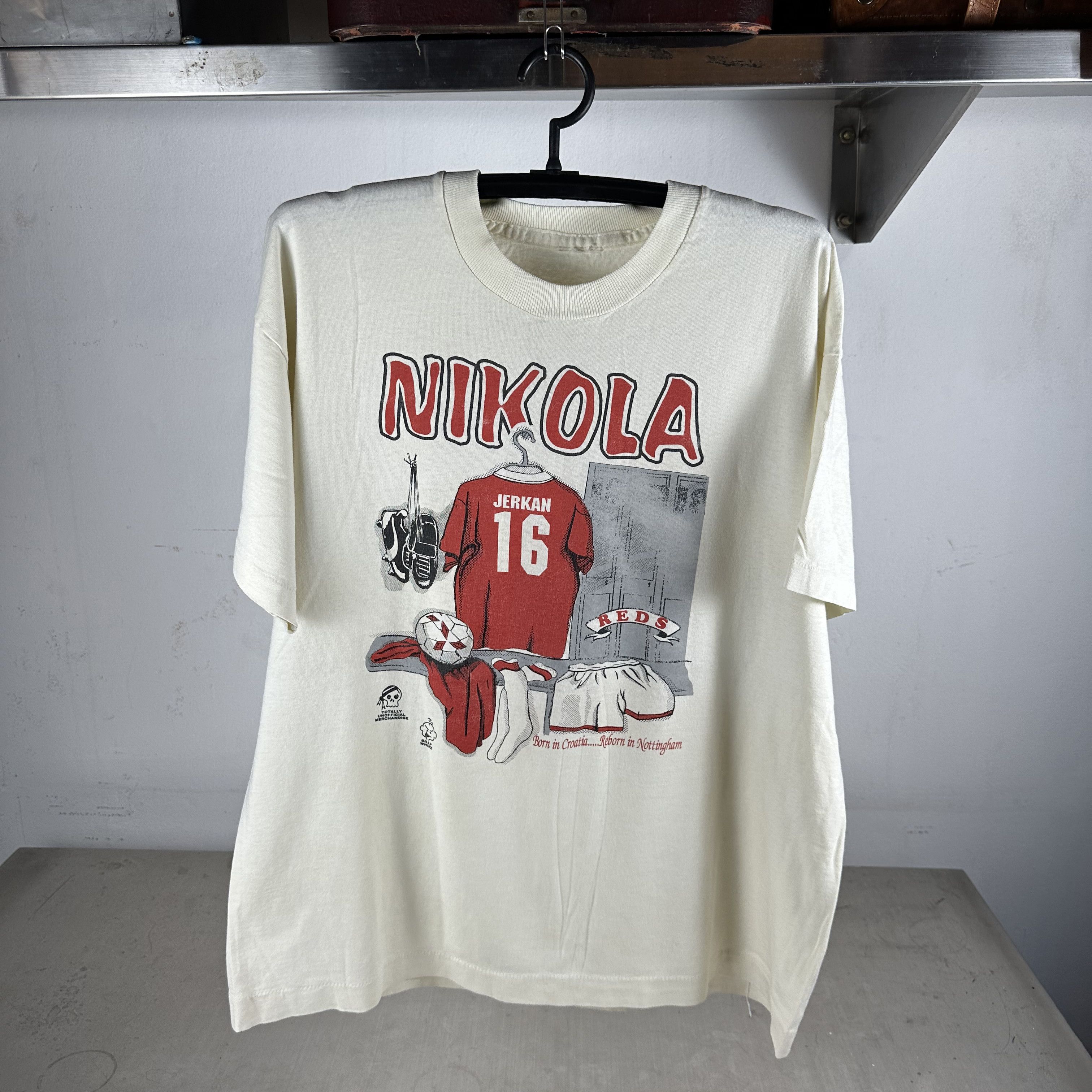 Vintage 90s Nikola Jerkan Nottingham Forest FC Soccer T-shirt Size US XL / EU 56 / 4 - 1 Thumbnail