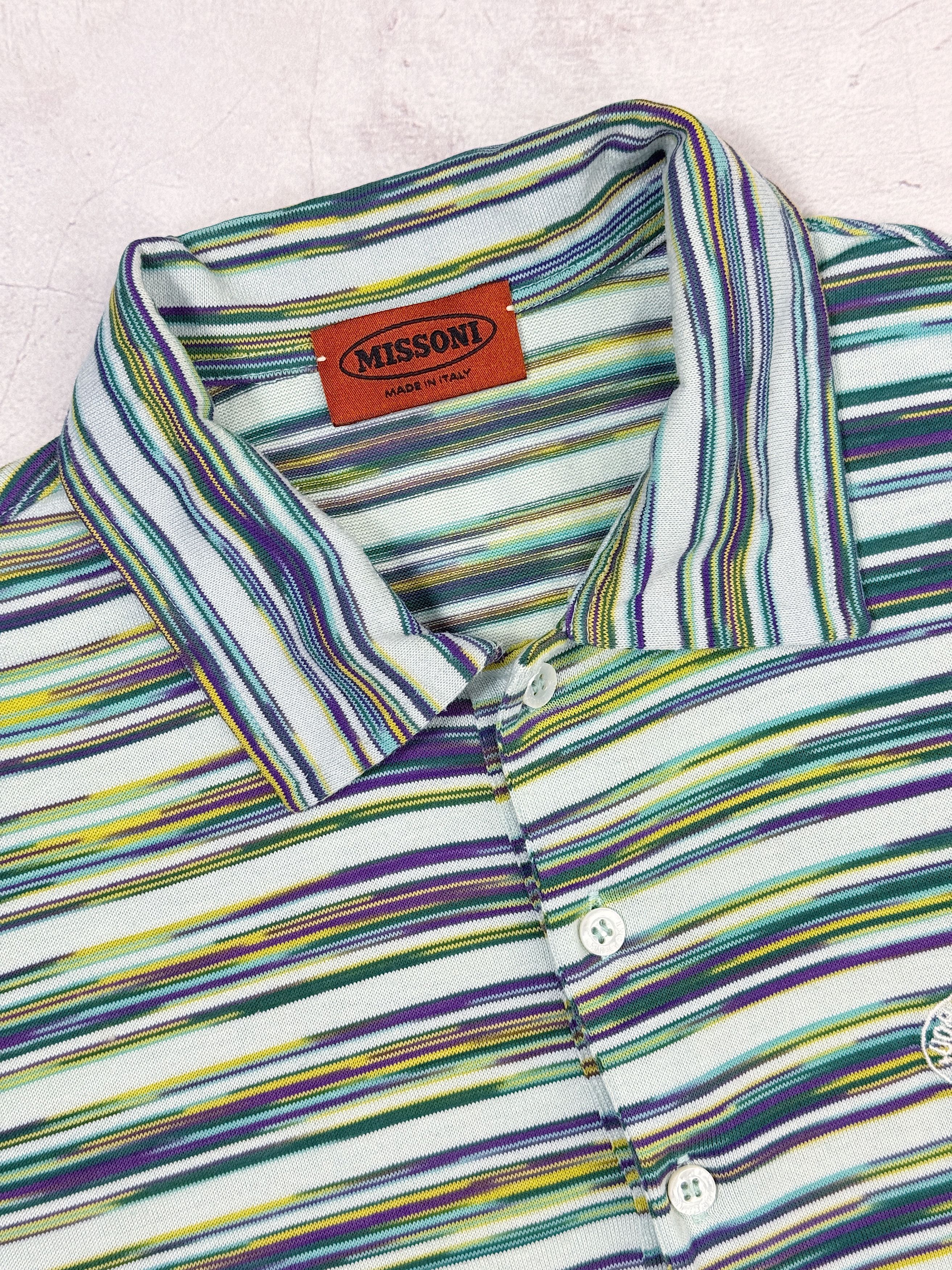 Missoni Missoni Polo T-Shirt Multicolor Abstract Striped Italy Size US M / EU 48-50 / 2 - 5 Thumbnail