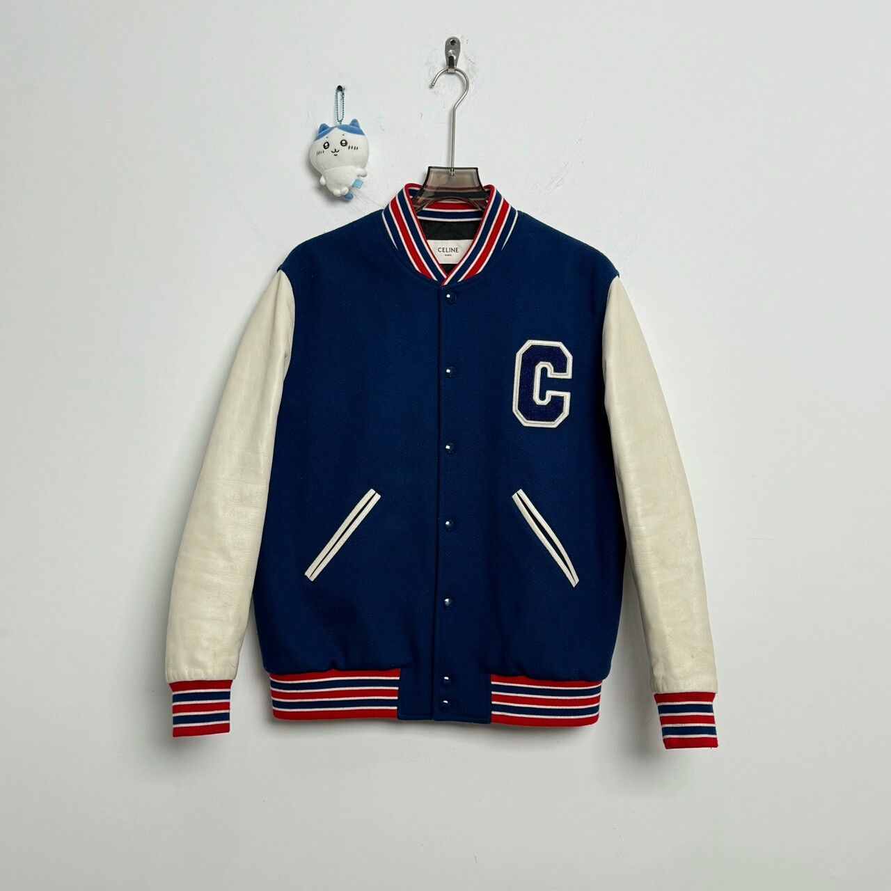 Celine Celine Wool Baseball Jacket with Leather Sleeves Size S / US 4 / IT 40 - 1 Thumbnail