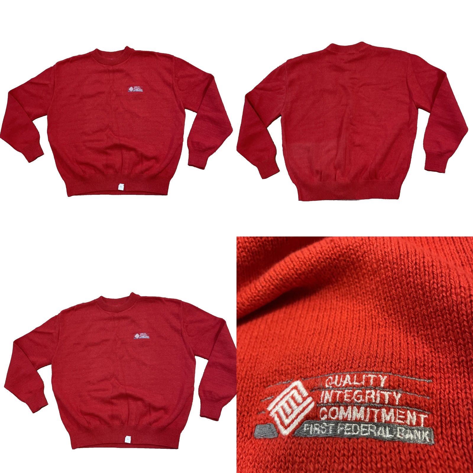 Vintage 3 STRIKES Men XL Vintage Preppy Red Sweater Pullover Knit United States Logo USA Bank New York Crew Neck Autumn Winter Spring Size US XL / EU 56 / 4 - 9 Thumbnail